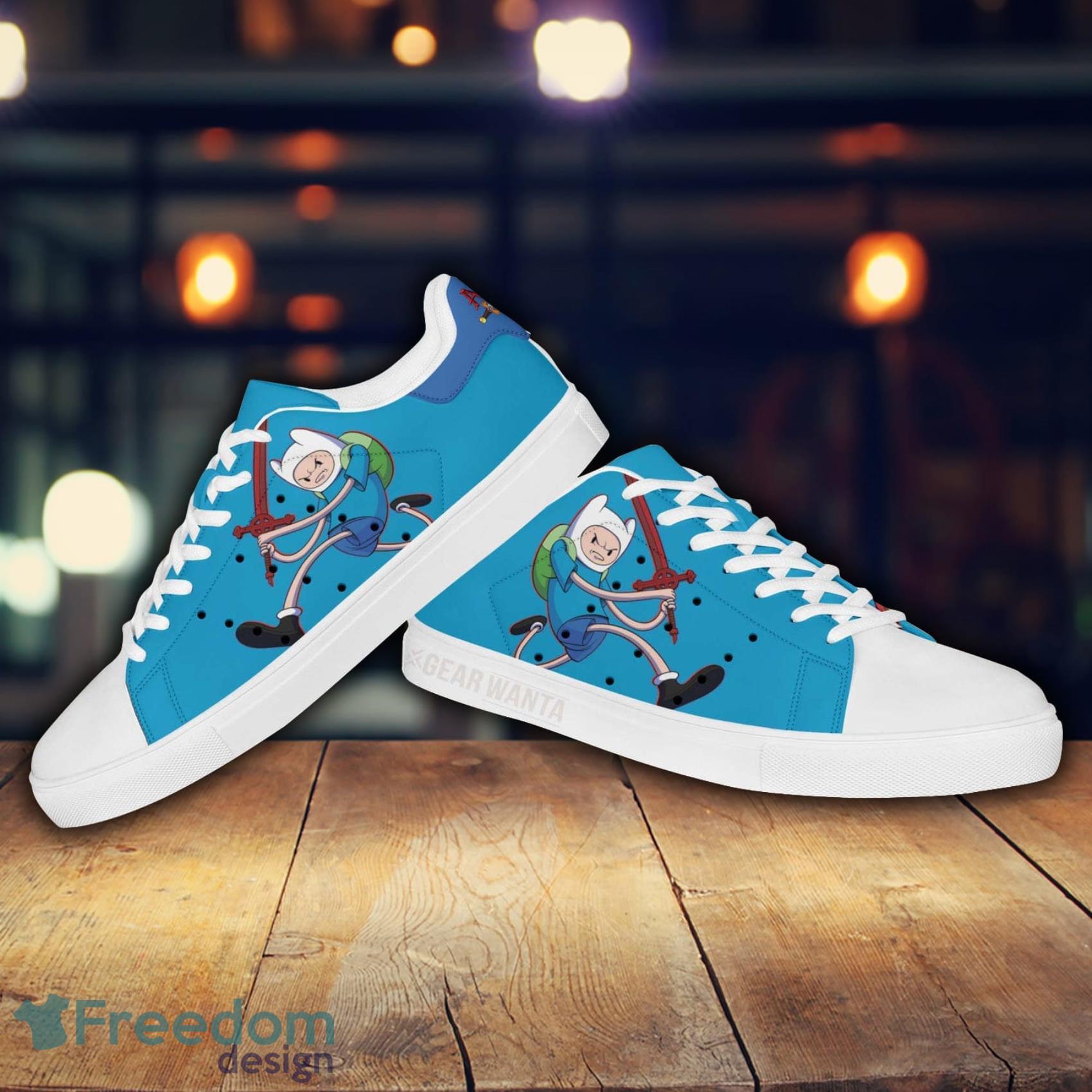 Adventure Time Finn Cartoon Lovely Blue Cute Skate Shoes Gift For Men And Women Product Photo 2