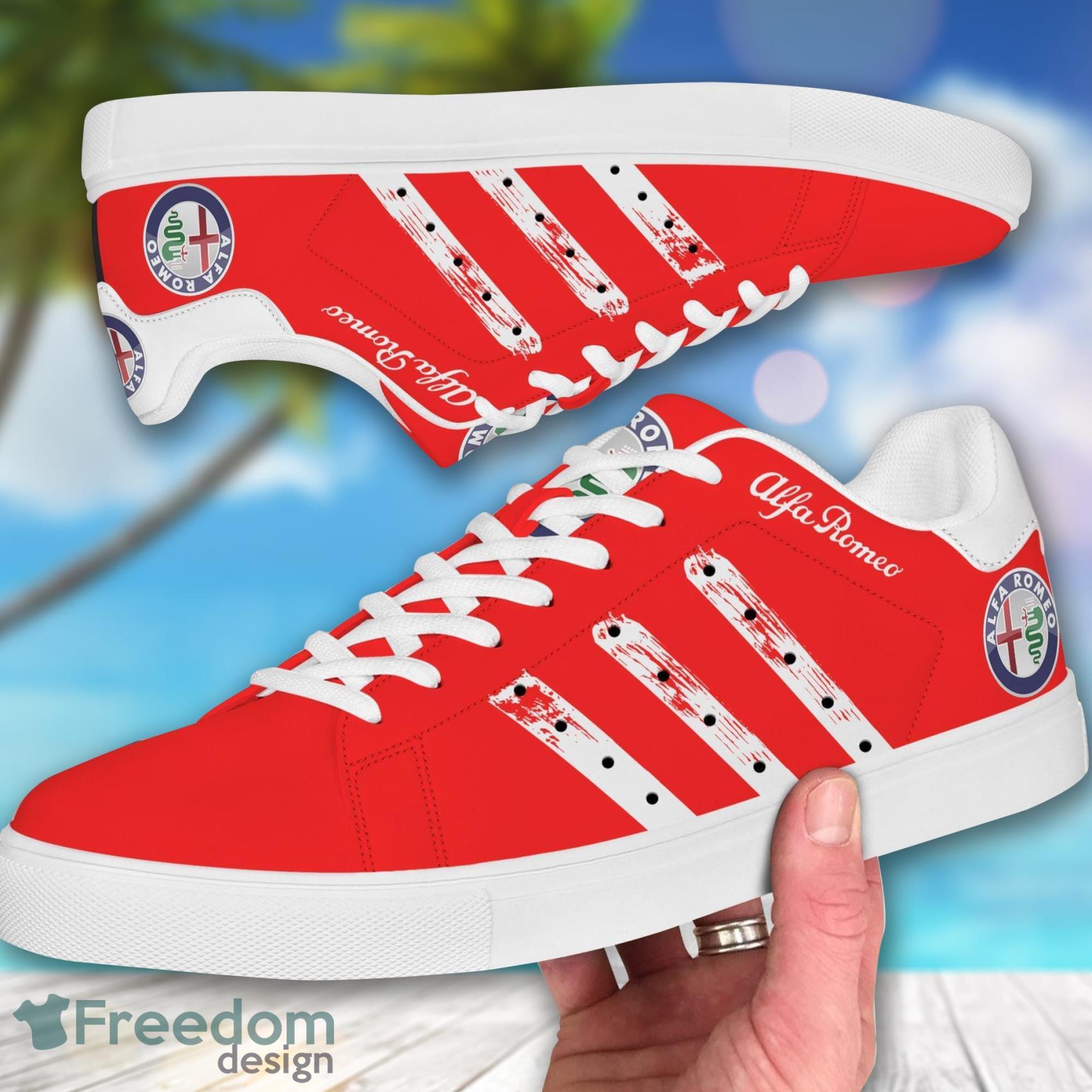 Alfa Romeo Luxury Sport Car Low Top Leather Skate Shoes For Men And Women red Product Photo 1