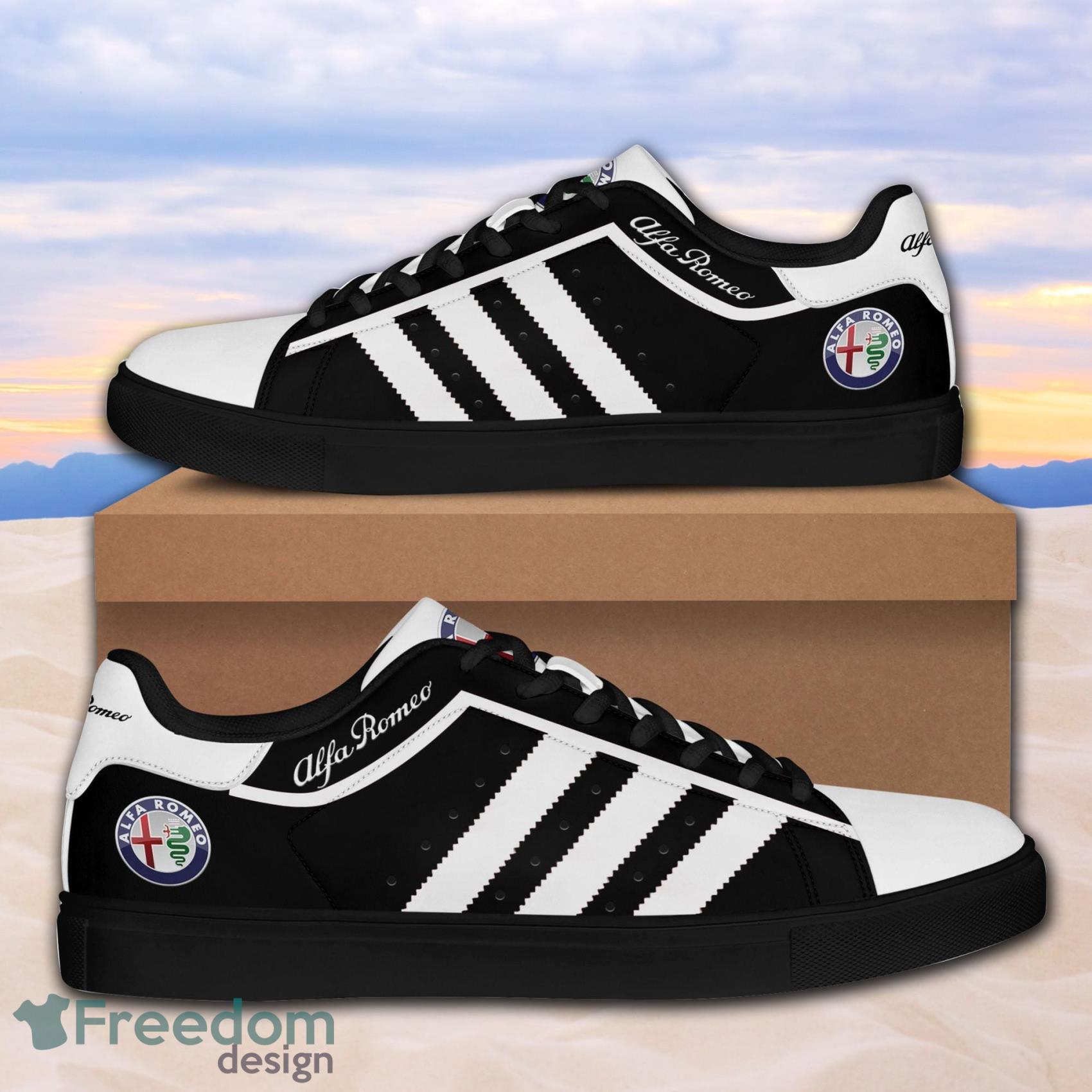 Alfa Romeo Luxury Sport Car Low Top Leather Skate Shoes For Men And Women White Black Product Photo 1