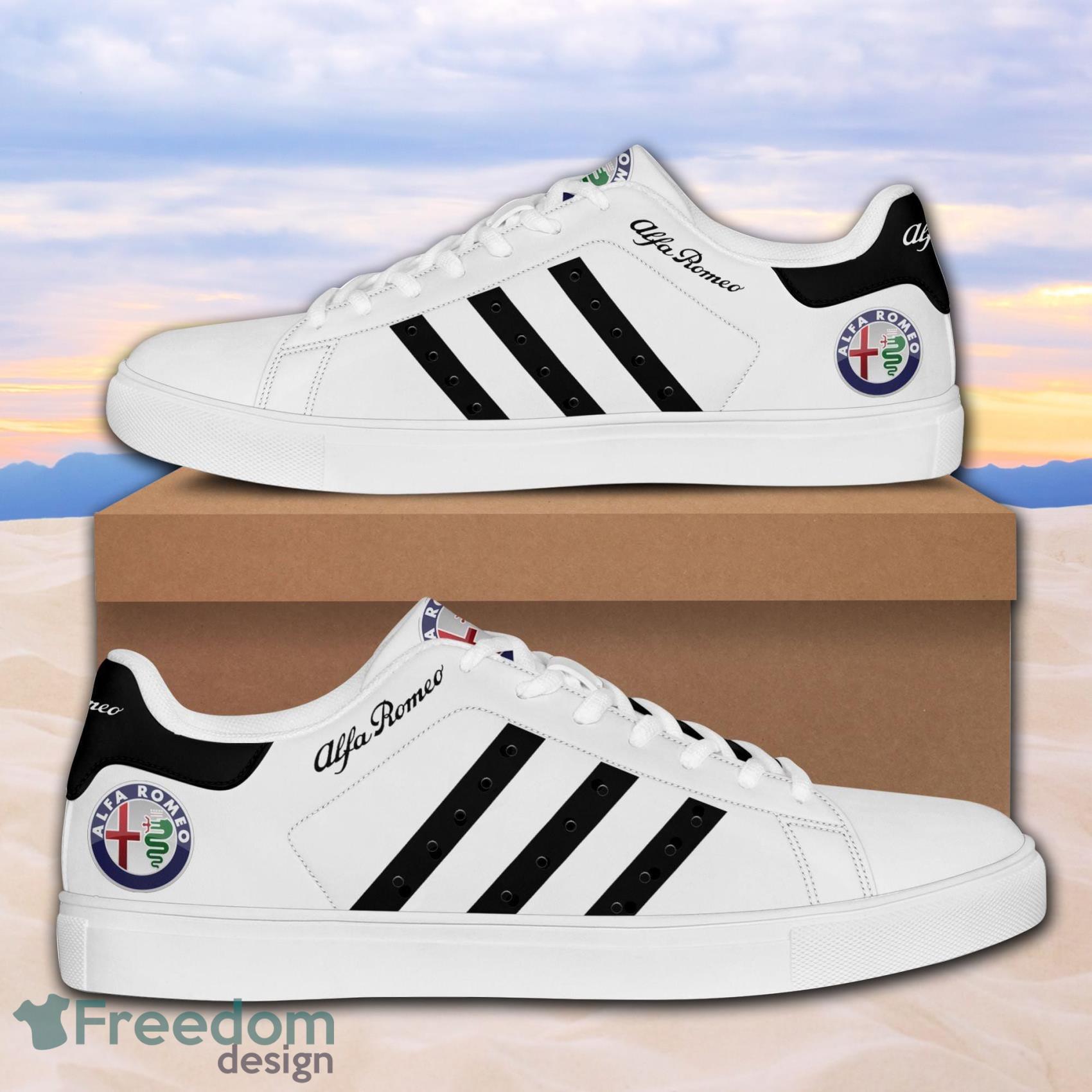 Alfa Romeo Sport Car Low Top Leather Skate Shoes For Men And Women Black White Product Photo 1