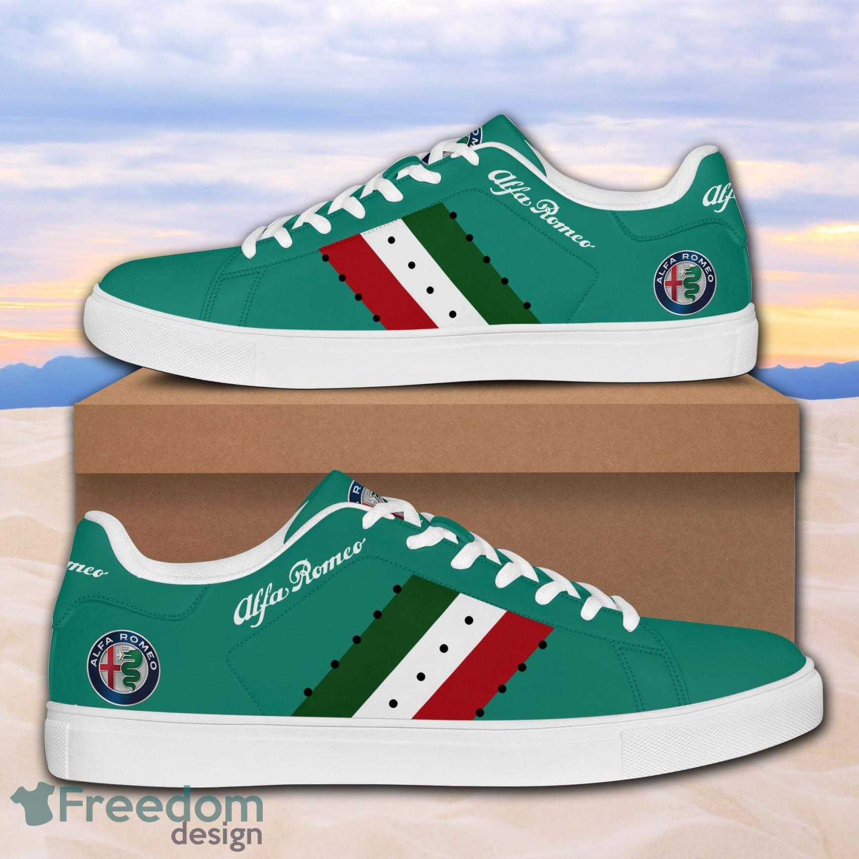 Alfa Romeo Sport Car Low Top Leather Skate Shoes For Men And Women Green Product Photo 1