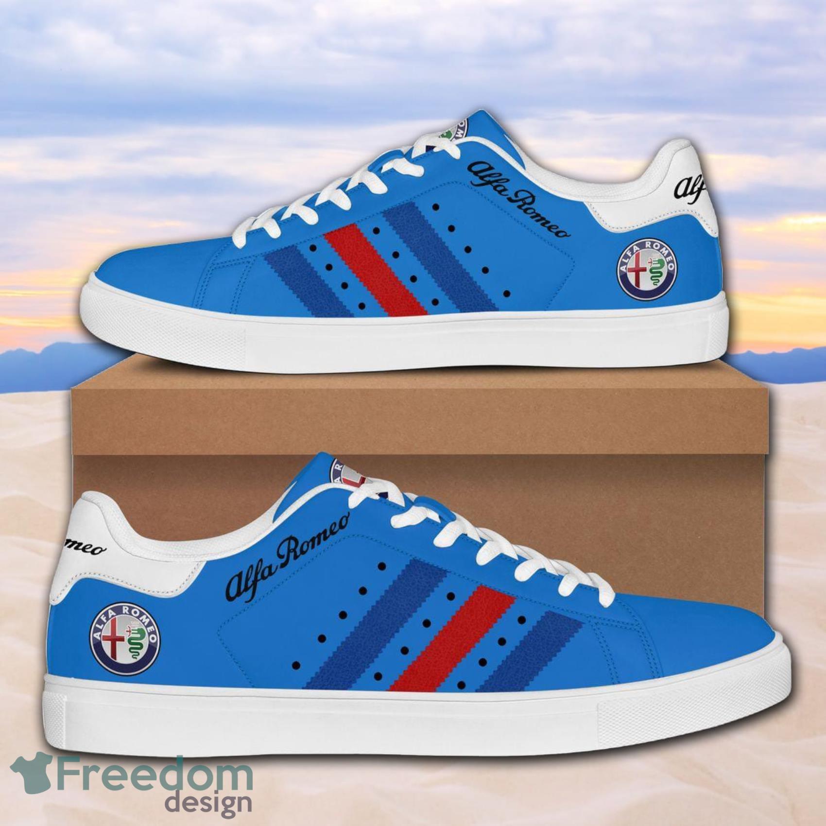 Alfa Romeo Sport Car Low Top Leather Skate Shoes For Men And Women Light Blue Mix Colors Product Photo 1