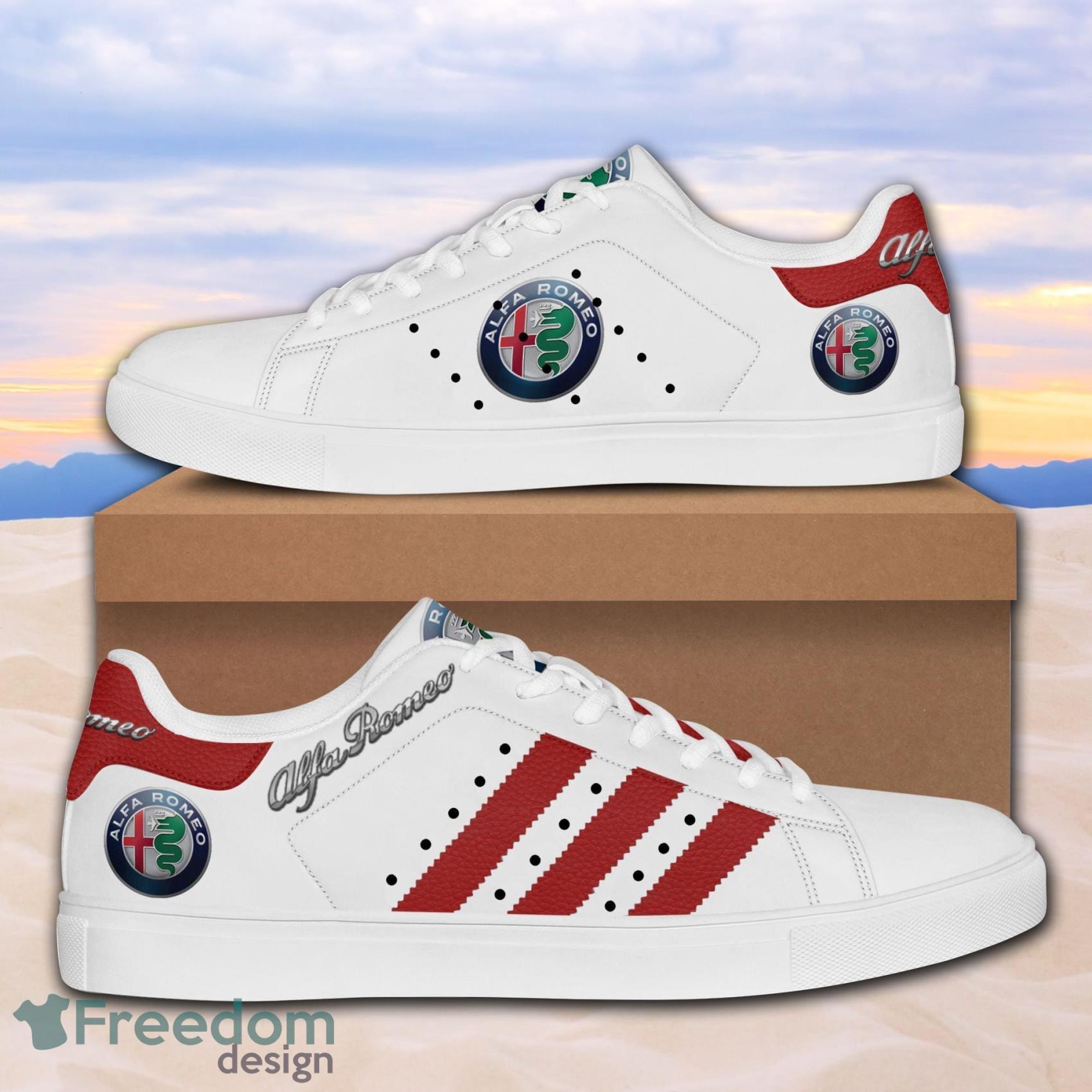 Alfa Romeo Sport Car Low Top Leather Skate Shoes For Men And Women White Product Photo 1