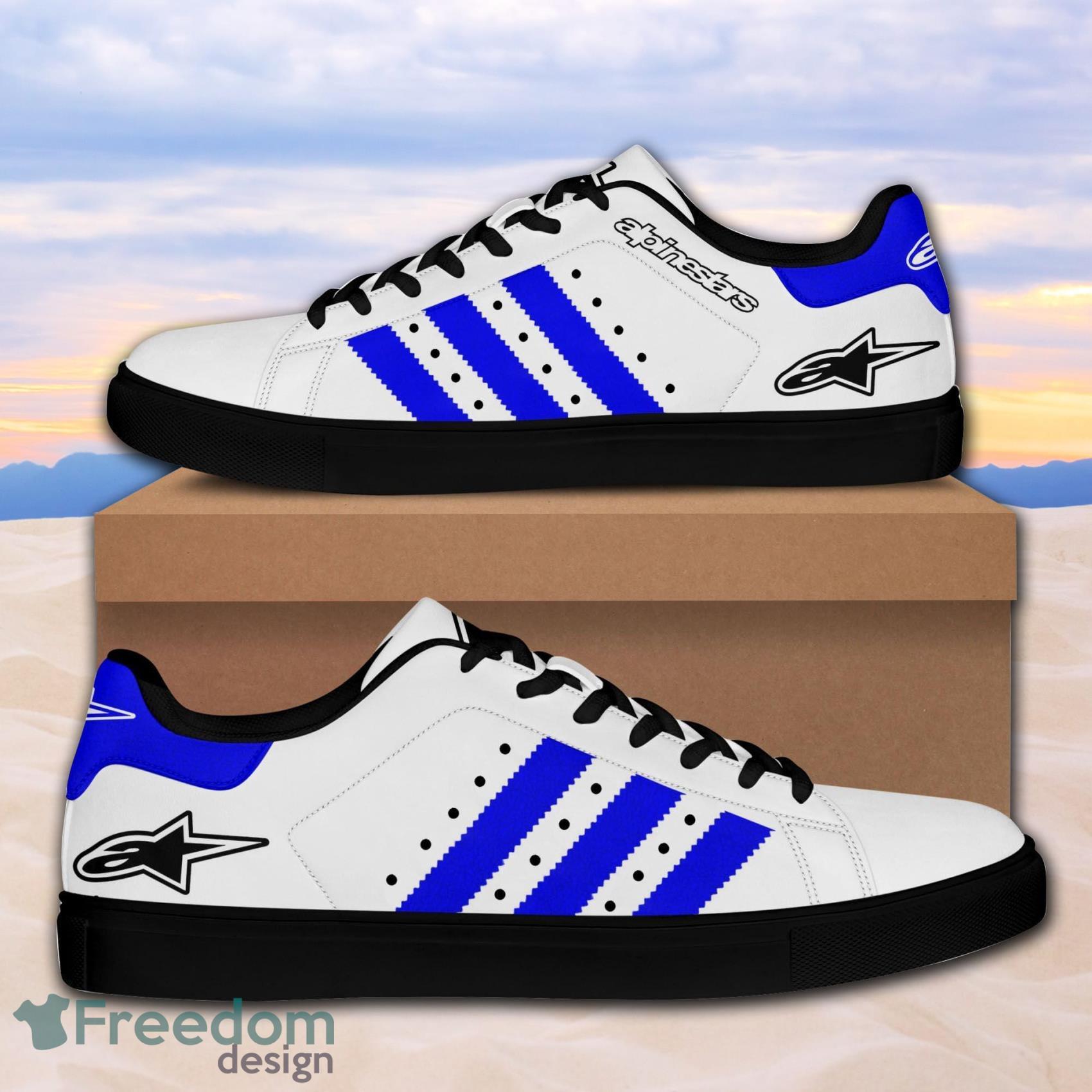 Alpinestars Motogp Racing All Gaiter Low Top Leather Skate Shoes For Men And Women White Blue Product Photo 1