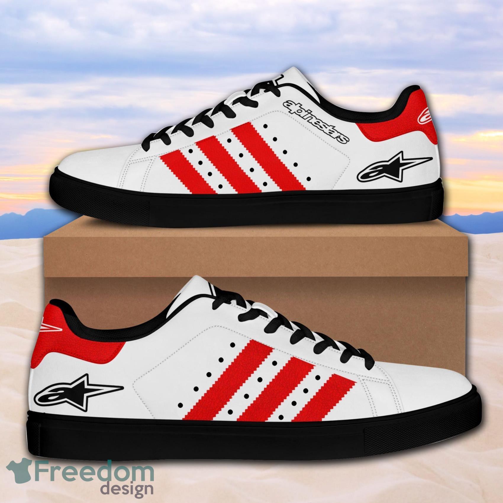 Alpinestars Motogp Racing All Gaiter Low Top Leather Skate Shoes For Men And Women White Red Product Photo 1