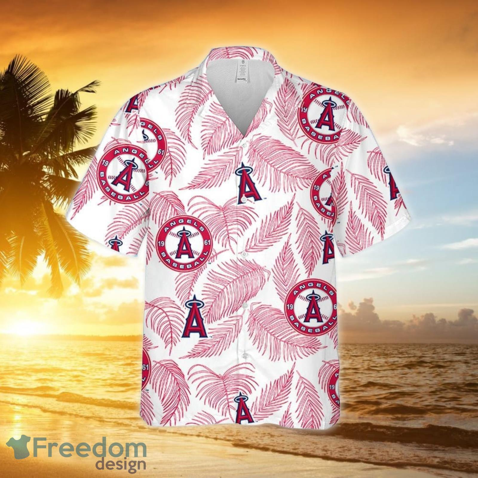 Anaheim Angels Palm Leaves Pattern 3D All Over Print Hawaiian Shirt Gift  For Angels Fans - Freedomdesign