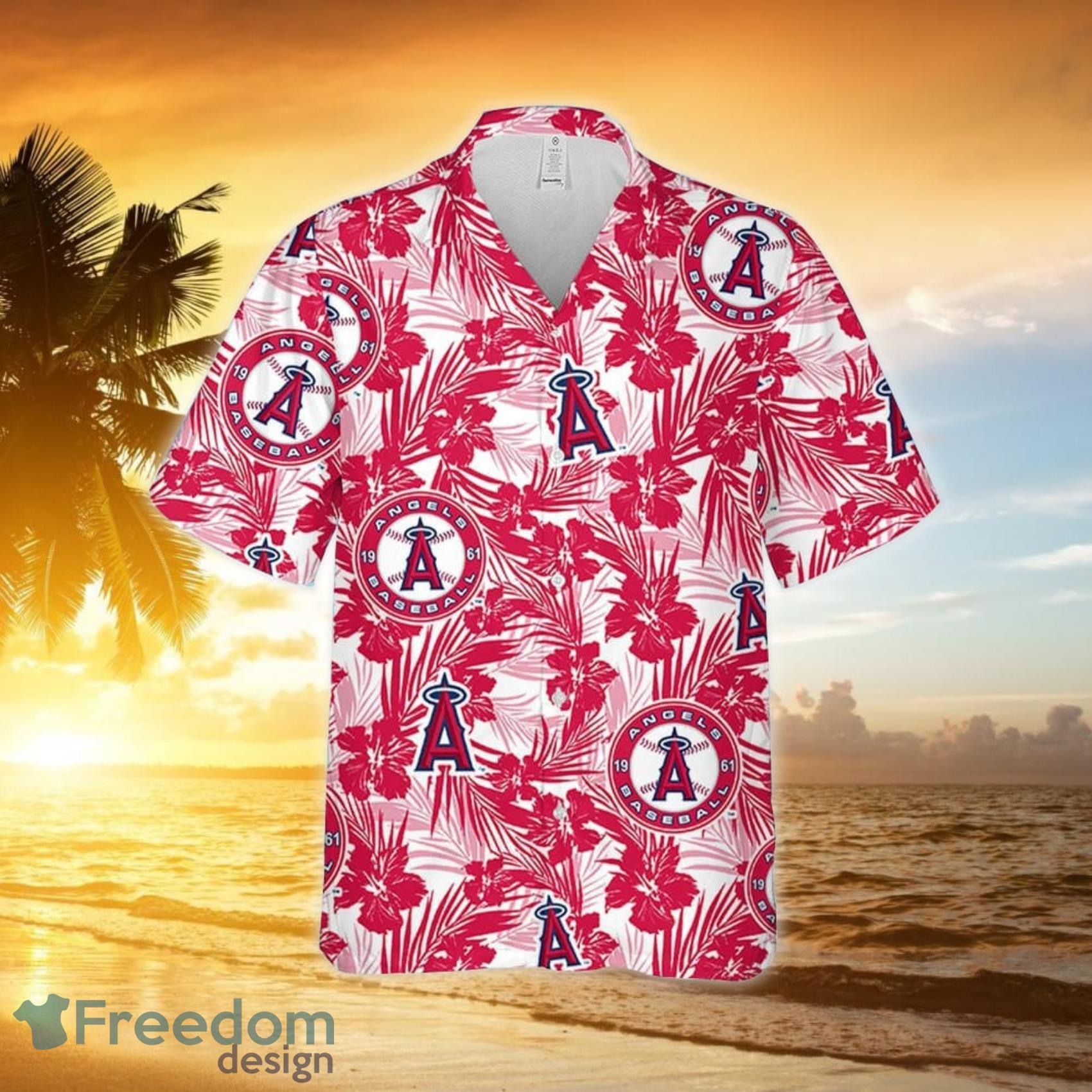 Anaheim Angels Tropical Flower Pattern 3D All Over Print Hawaiian Shirt  Gift For Angels Fans - Freedomdesign