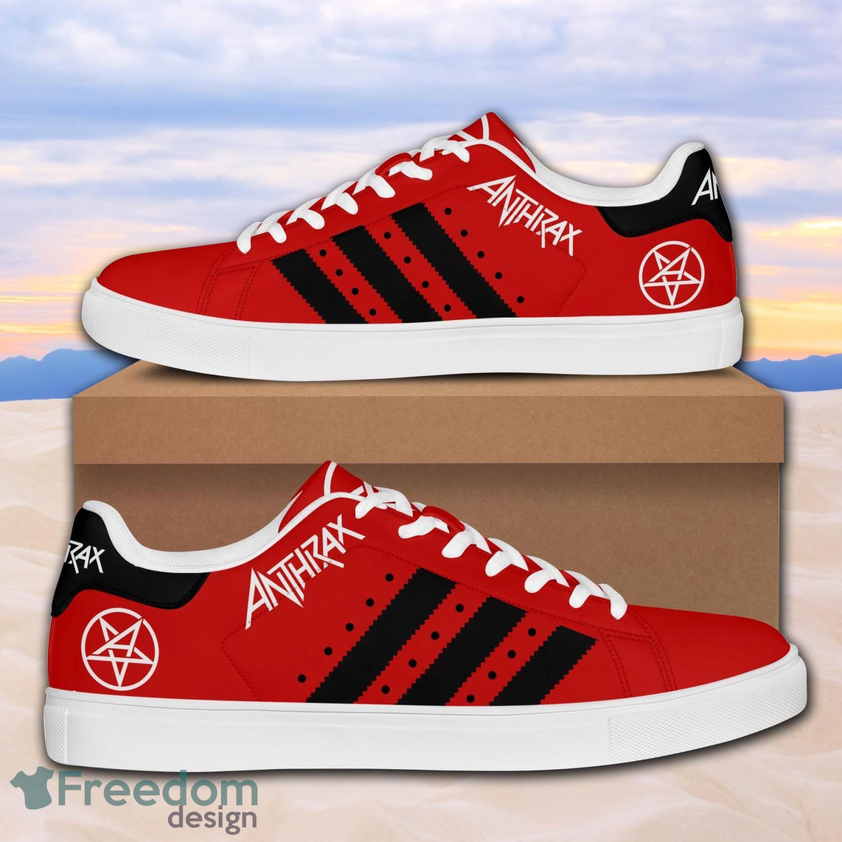 Anthrax Low Top Leather Skate Shoes For Men And Women Red Black Product Photo 1