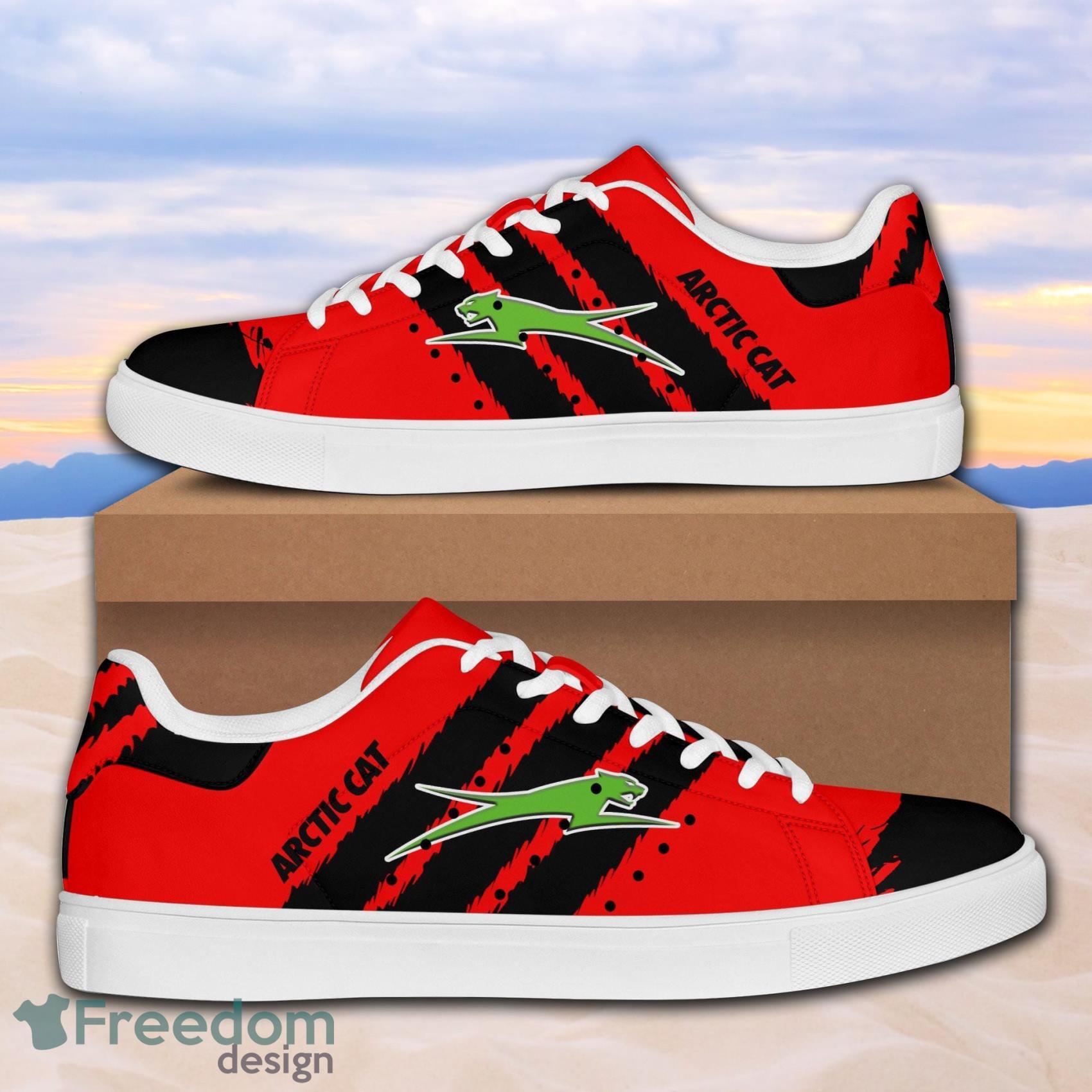 Arctic Cat Low Top Leather Skate Shoes For Men And Women Red Black Product Photo 1
