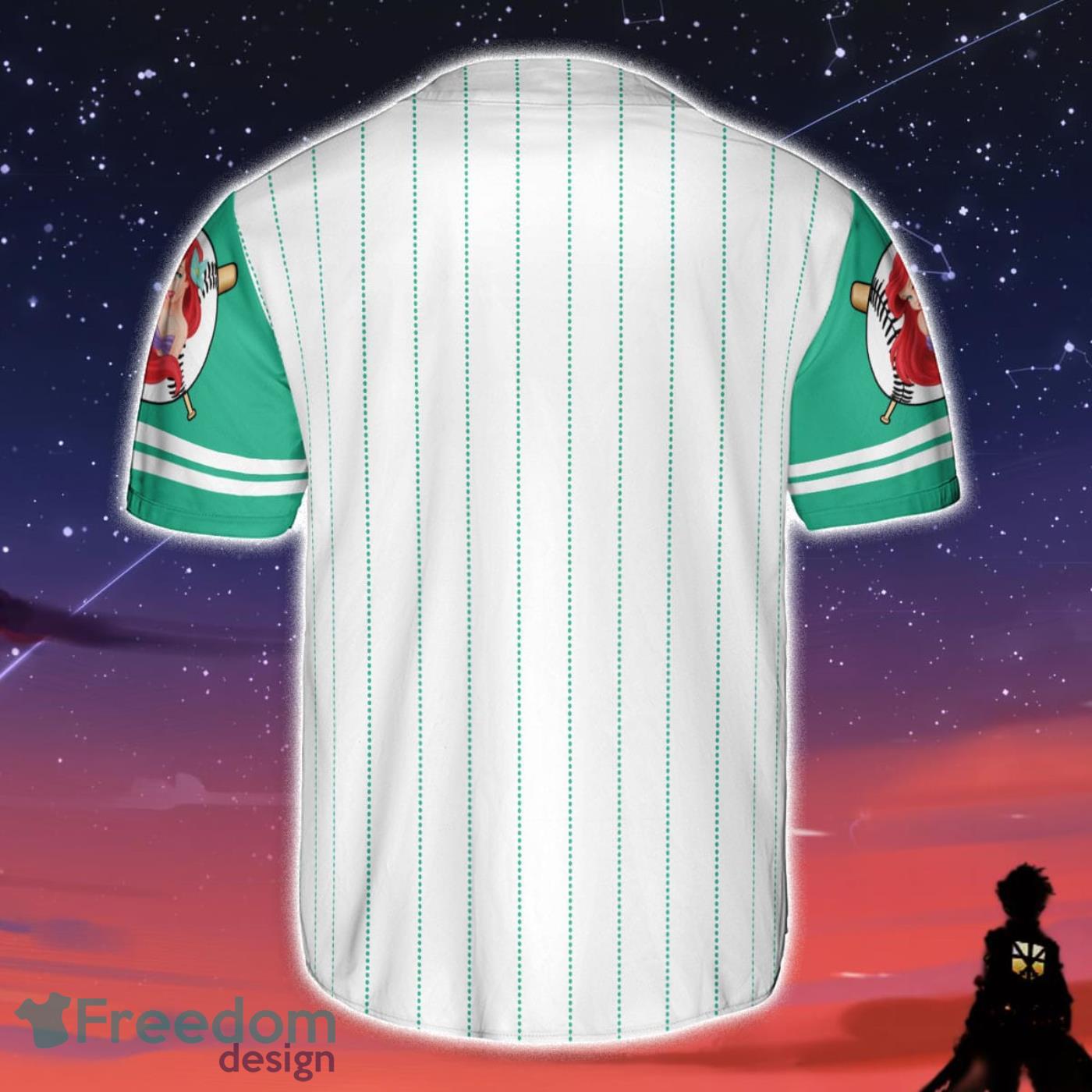 Ariel Princess The Little Mermaid Pinstripe White Baseball Jersey Gift For Sport Fans Product Photo 2