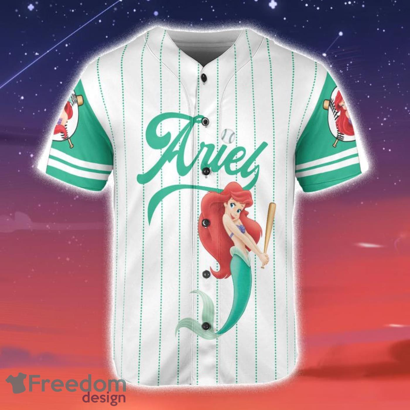 Ariel Princess The Little Mermaid Pinstripe White Baseball Jersey Gift For Sport Fans Product Photo 1