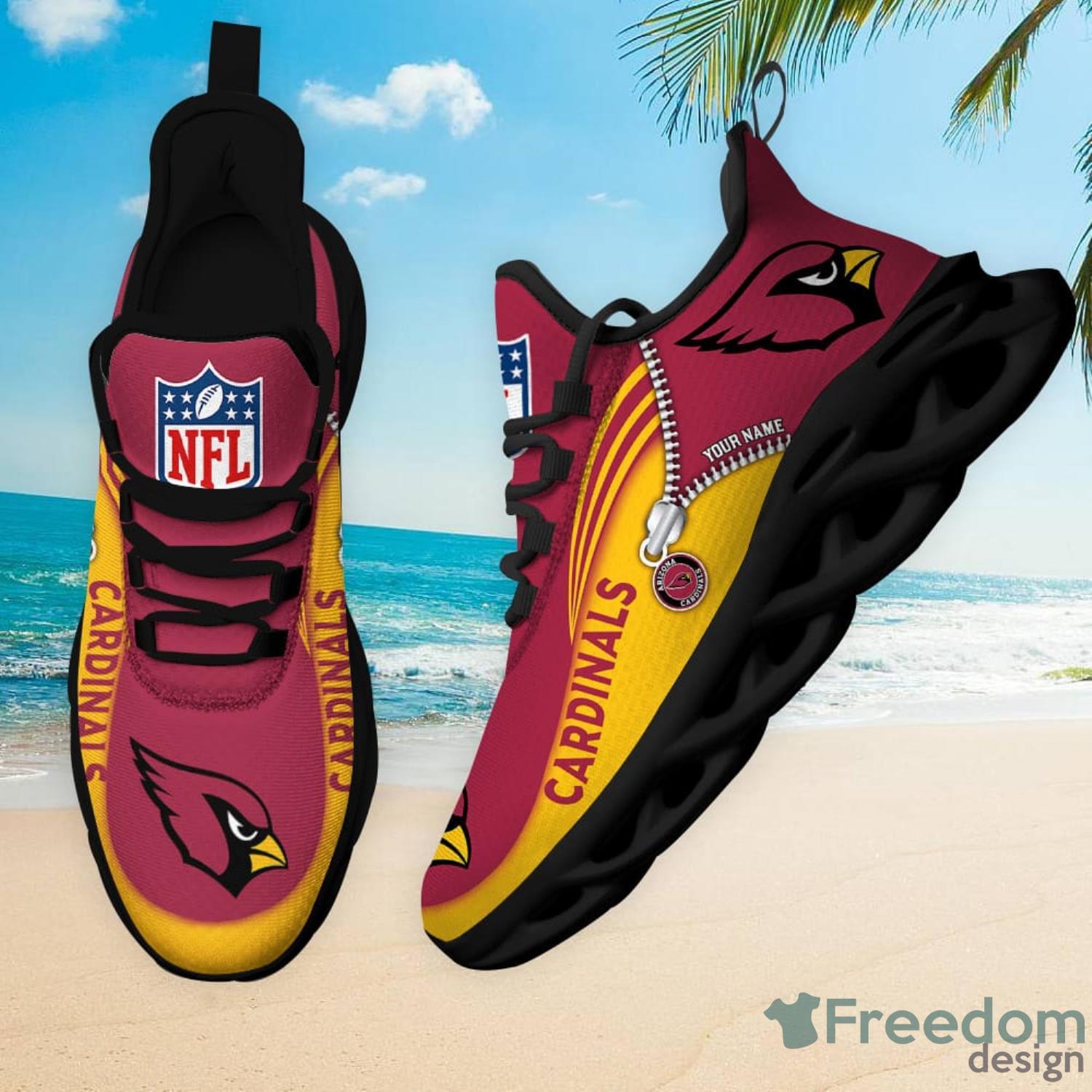 Arizona Cardinals Custom Name Sneakers Max Soul Shoes Sport Shoes For Men And Women image Arizona Cardinals Custom Name Sneakers Max Soul Shoes Sport Shoes For Men And Women Product Photo 2