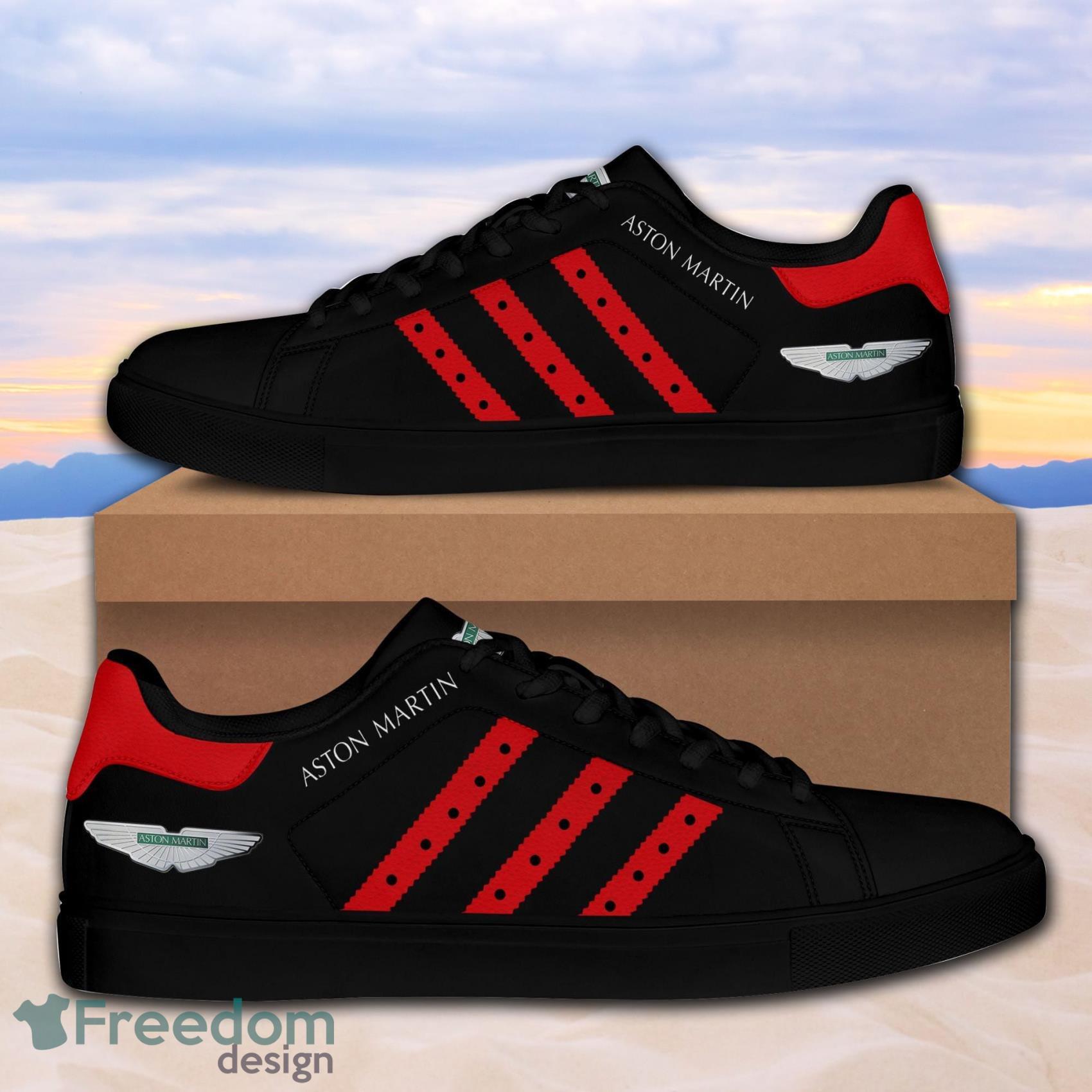 Aston Martin Luxury Sport Car Low Top Leather Skate Shoes For Men And Women Red Black Product Photo 1