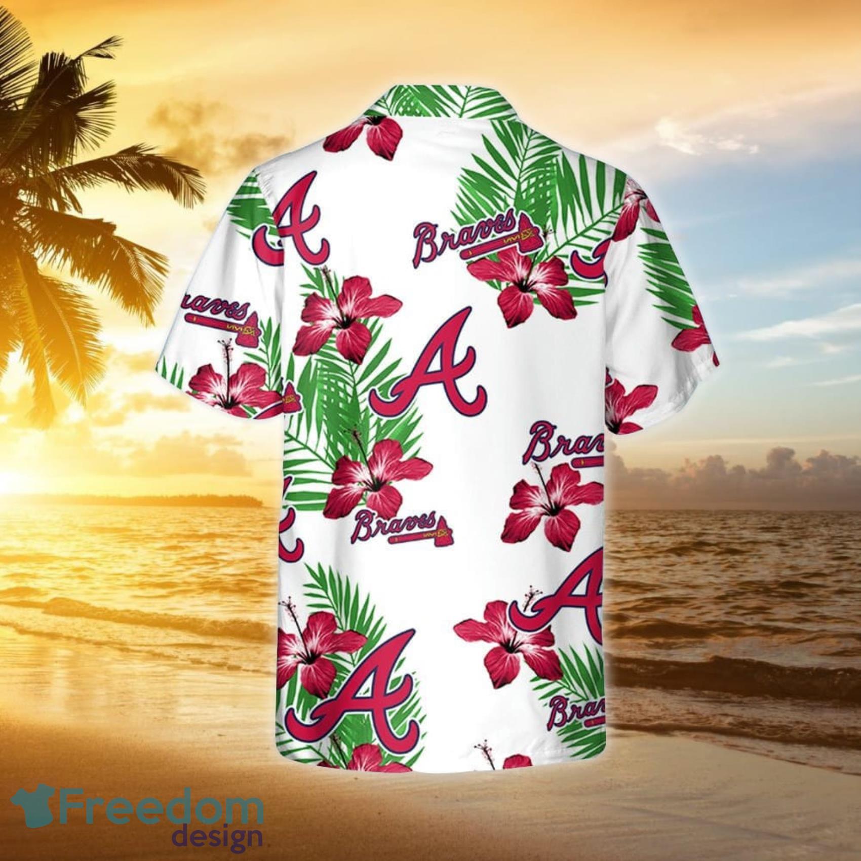 Braves Hawaiian Shirt Hibiscus USA Flag Pattern Atlanta Braves