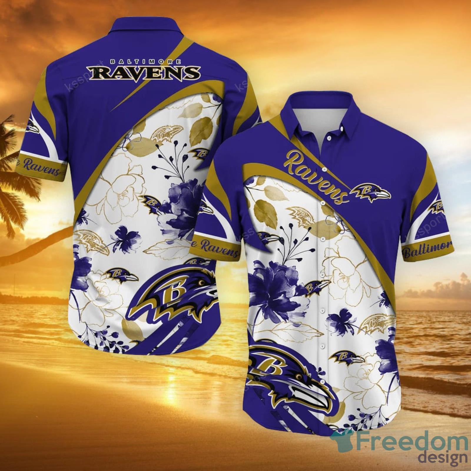 Nfl Baltimore Ravens Purple Gold Trendy Hawaiian Shirt Aloha Shirt