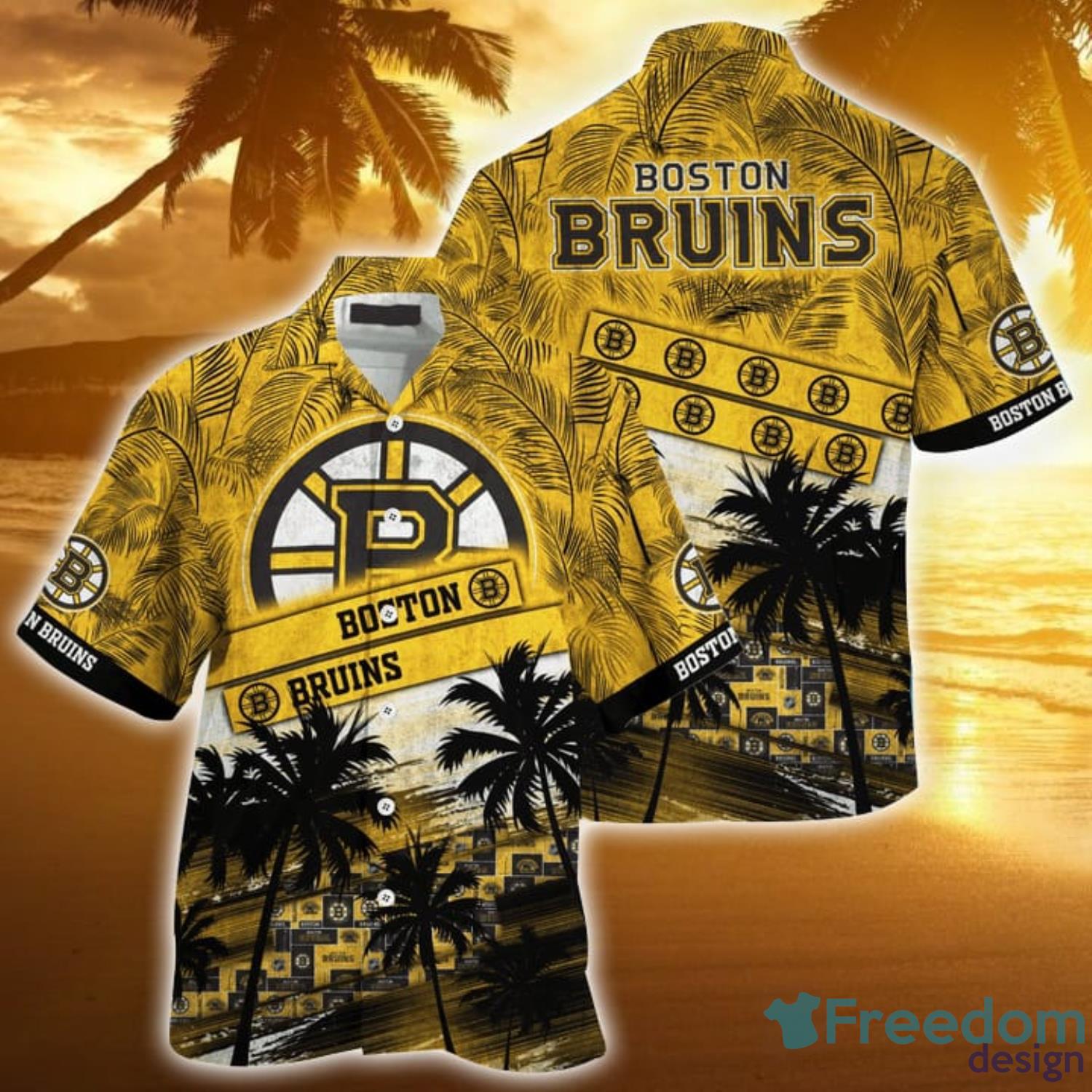 Boston Bruins Hawaiian Shirt Coconut Tree Logo Pattern For Bruins