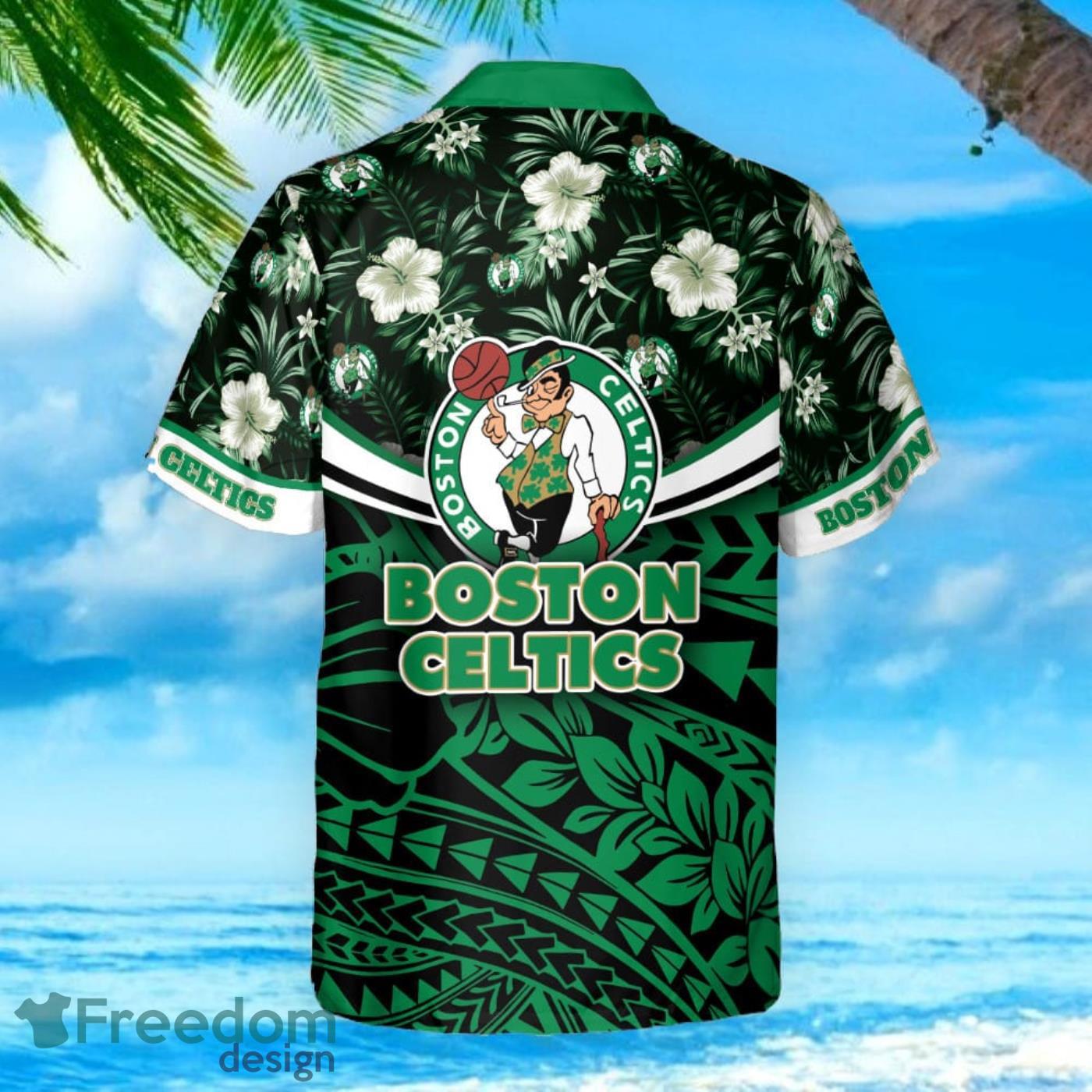 Boston Celtics Hibiscus Flower And Tree Pattern 3D Aloha Hawaiian Shirt -  Freedomdesign