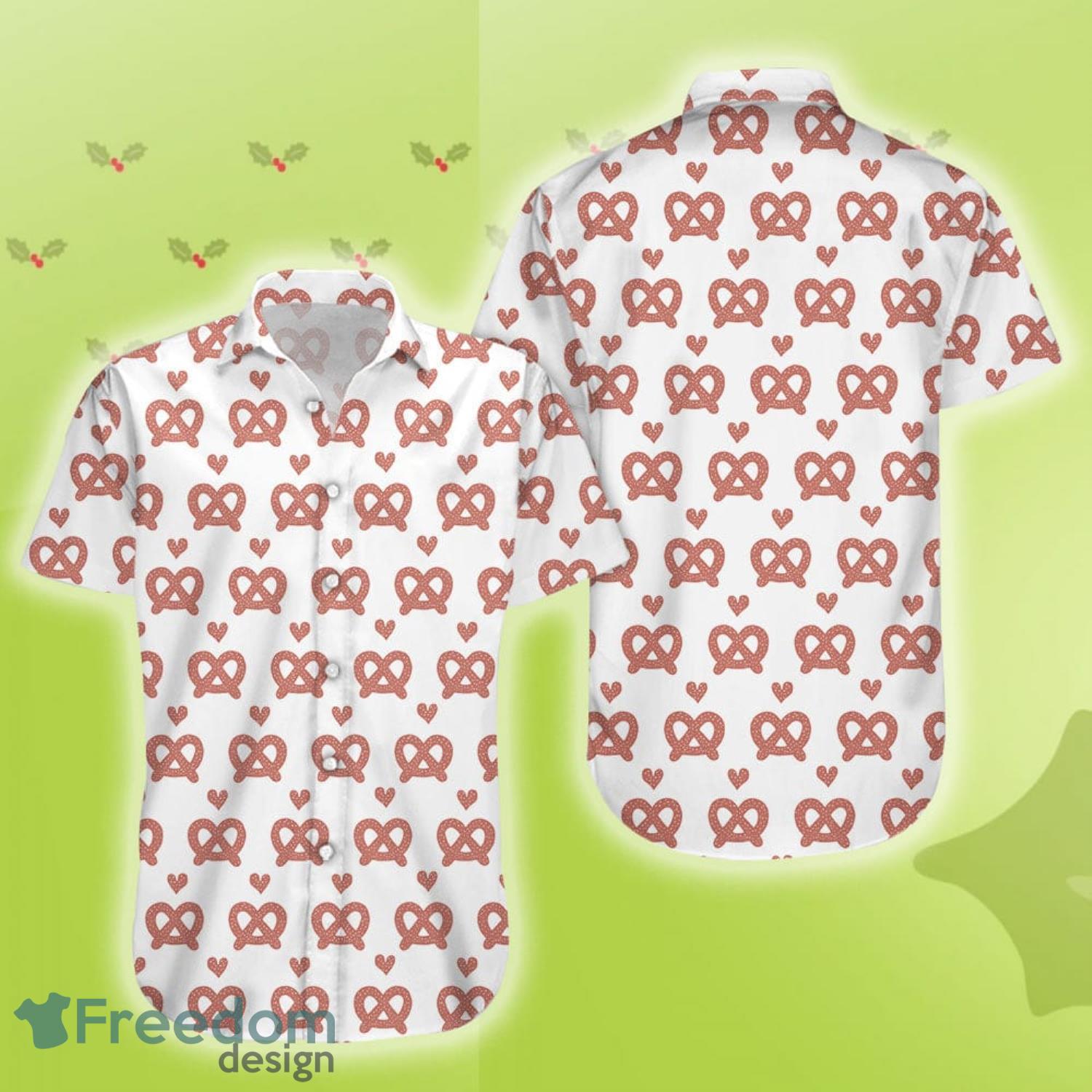 Brown Pretzels Pattern Print White Cute Summer Gift Hawaiian Shirt For Men And Women Product Photo 1 Brown Pretzels Pattern Print White Cute Summer Gift Hawaiian Shirt For Men And Women Product Photo 1