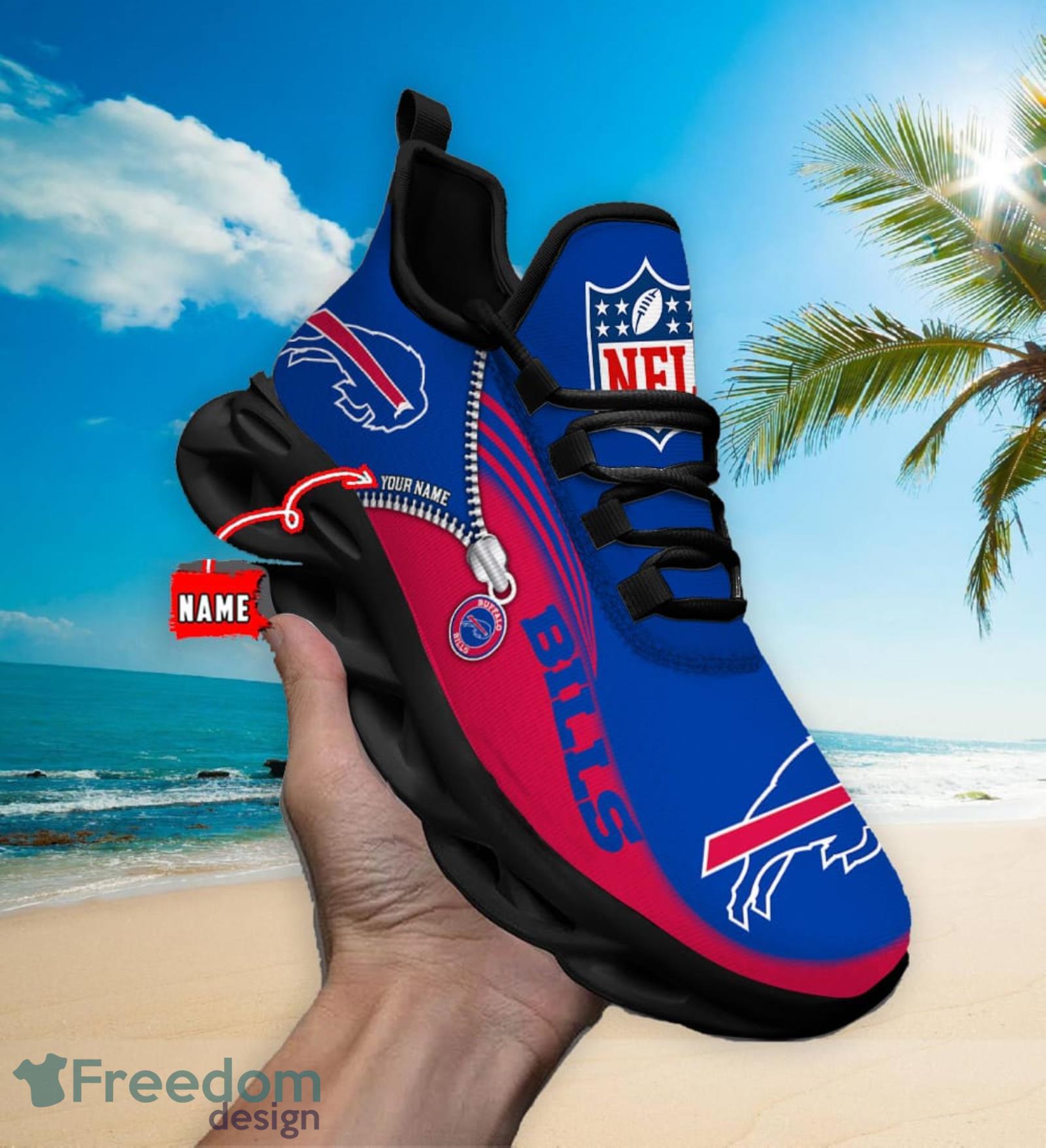 Buffalo Bills Custom Name Luxury NFL Max Soul Shoes Design 7 Chunky Sneakers  For Men And Women - Banantees