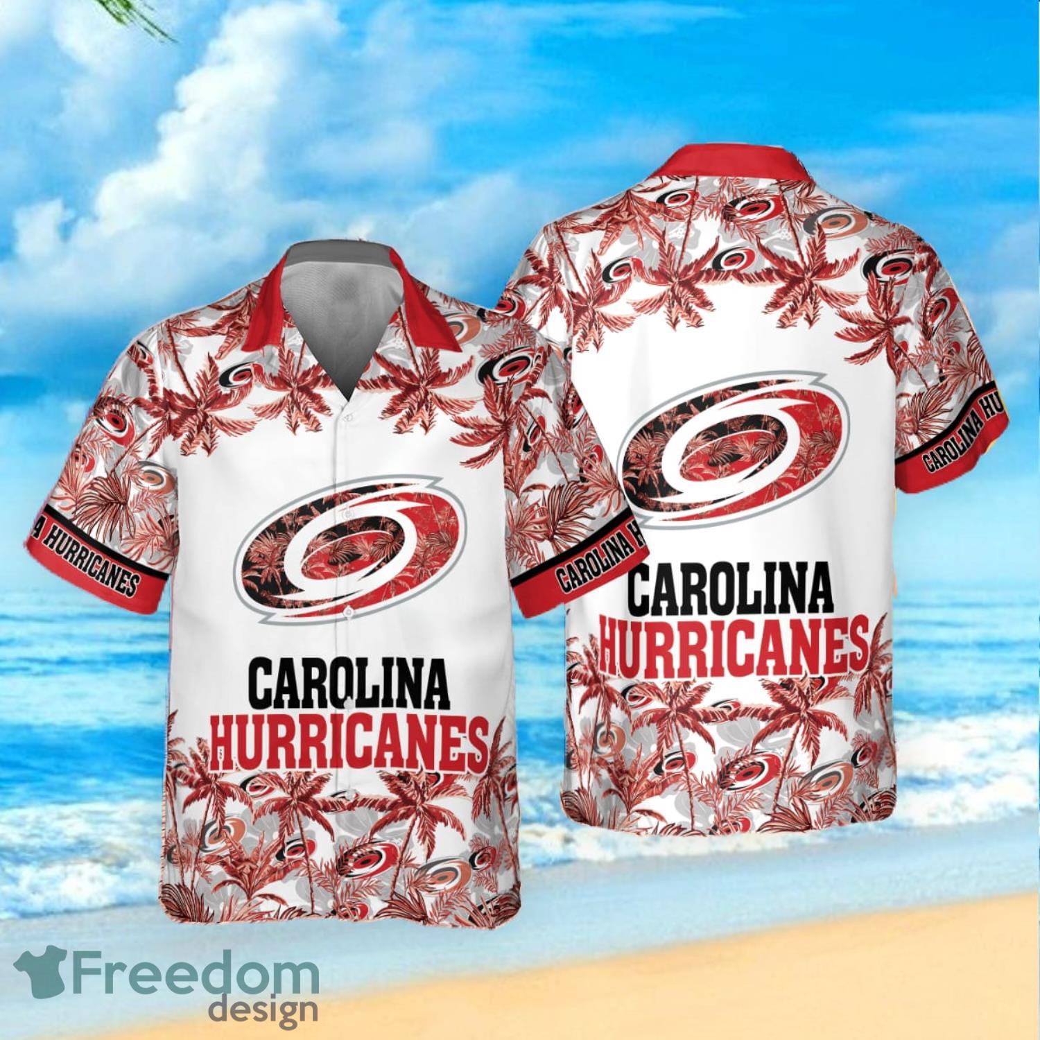NHL Carolina Hurricanes Aloha Style 4 Big Logo Hawaiian Shirt For Fans -  Freedomdesign