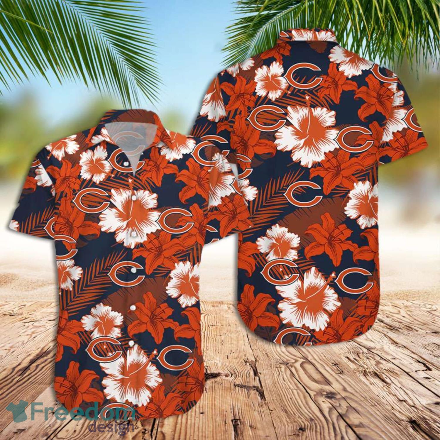 Chicago Bears Hawaiian Shirt Tropical Floral Hawaiian Shirt - A Trendy  Luxury Gift Collection