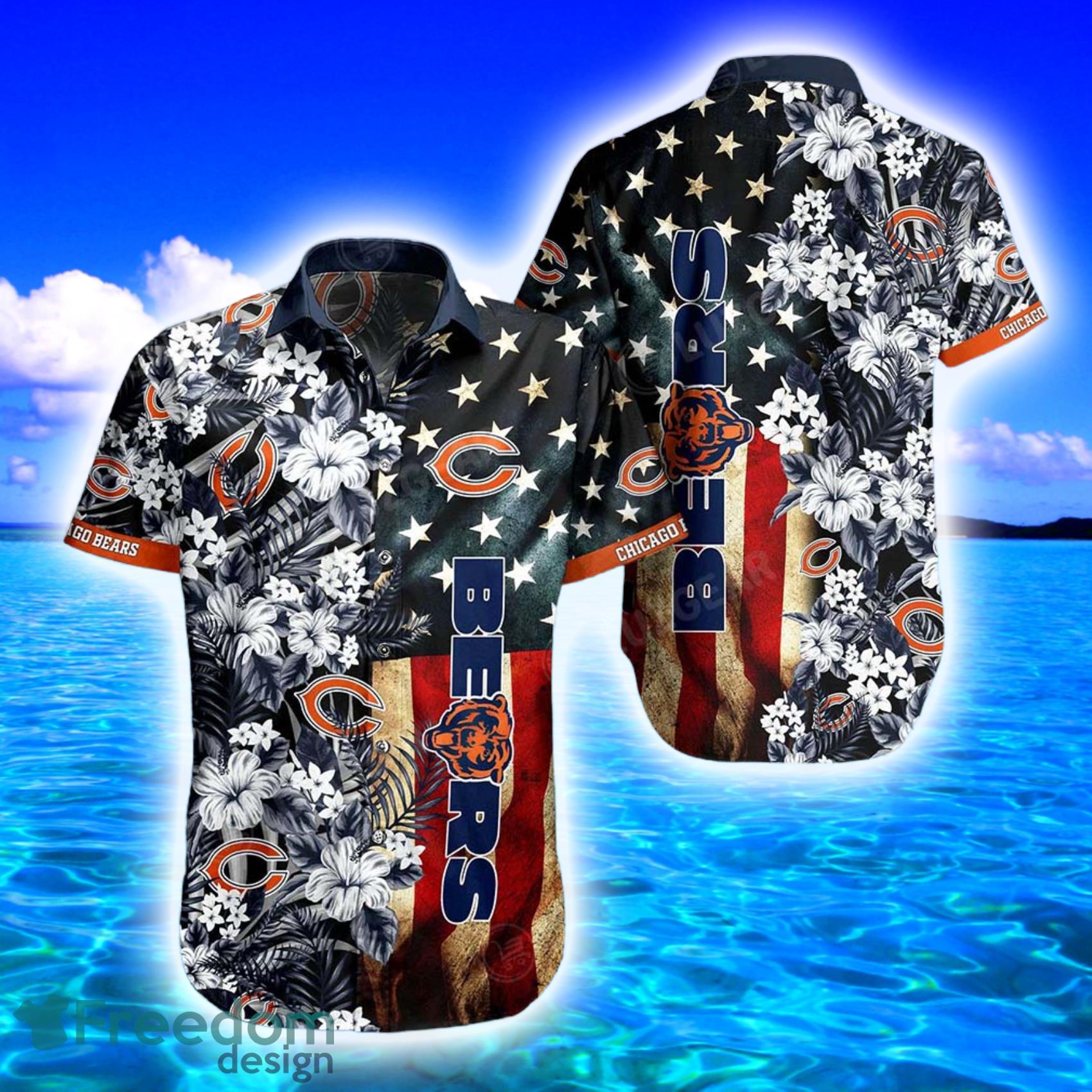 BEST NFL Chicago Bears Hawaiian Shirt Graphic American Flag Print