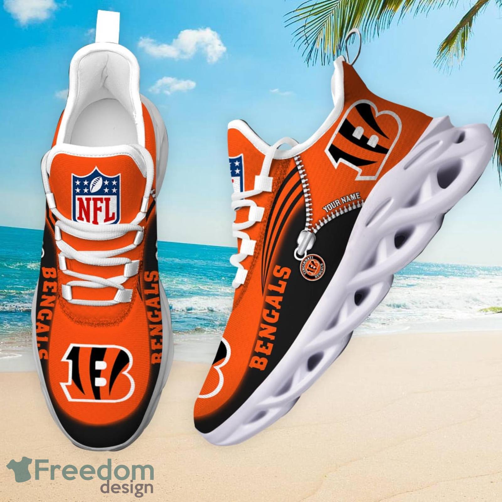 Custom Name Cincinnati Bengals NFL Max Soul Shoes Sneakers For Men And Women  - Freedomdesign