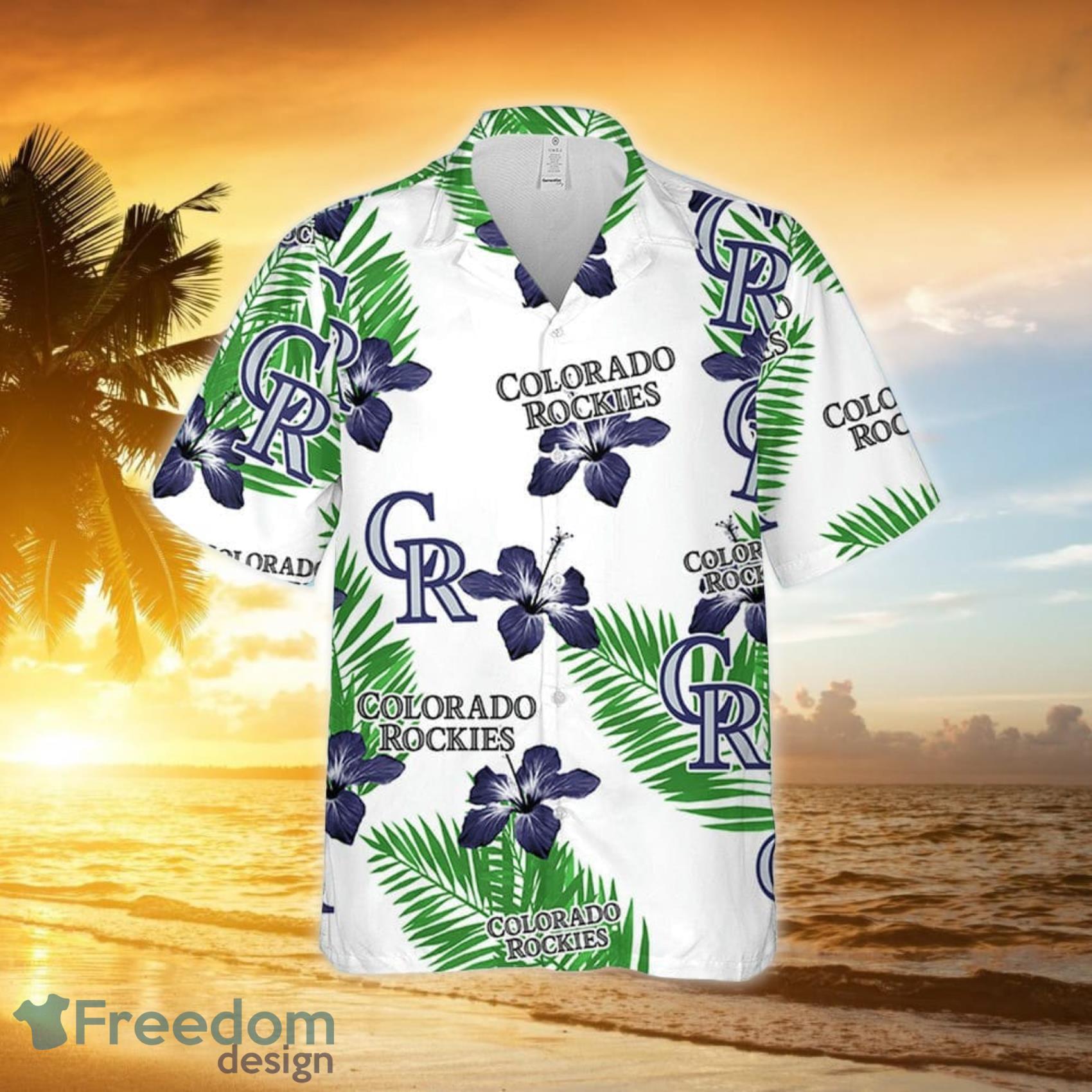 Colorado Rockies Hibiscus Seamless Pattern 3D All Over Print Hawaiian Shirt  Gift For Rockies Fans - Freedomdesign