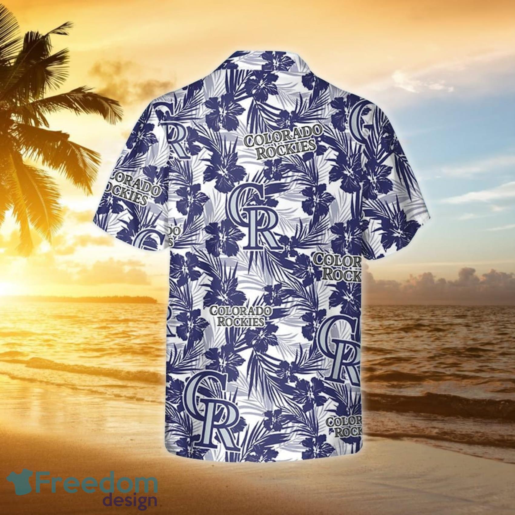 Colorado Rockies Green Leaf Pattern Tropical Hawaiian Shirt For