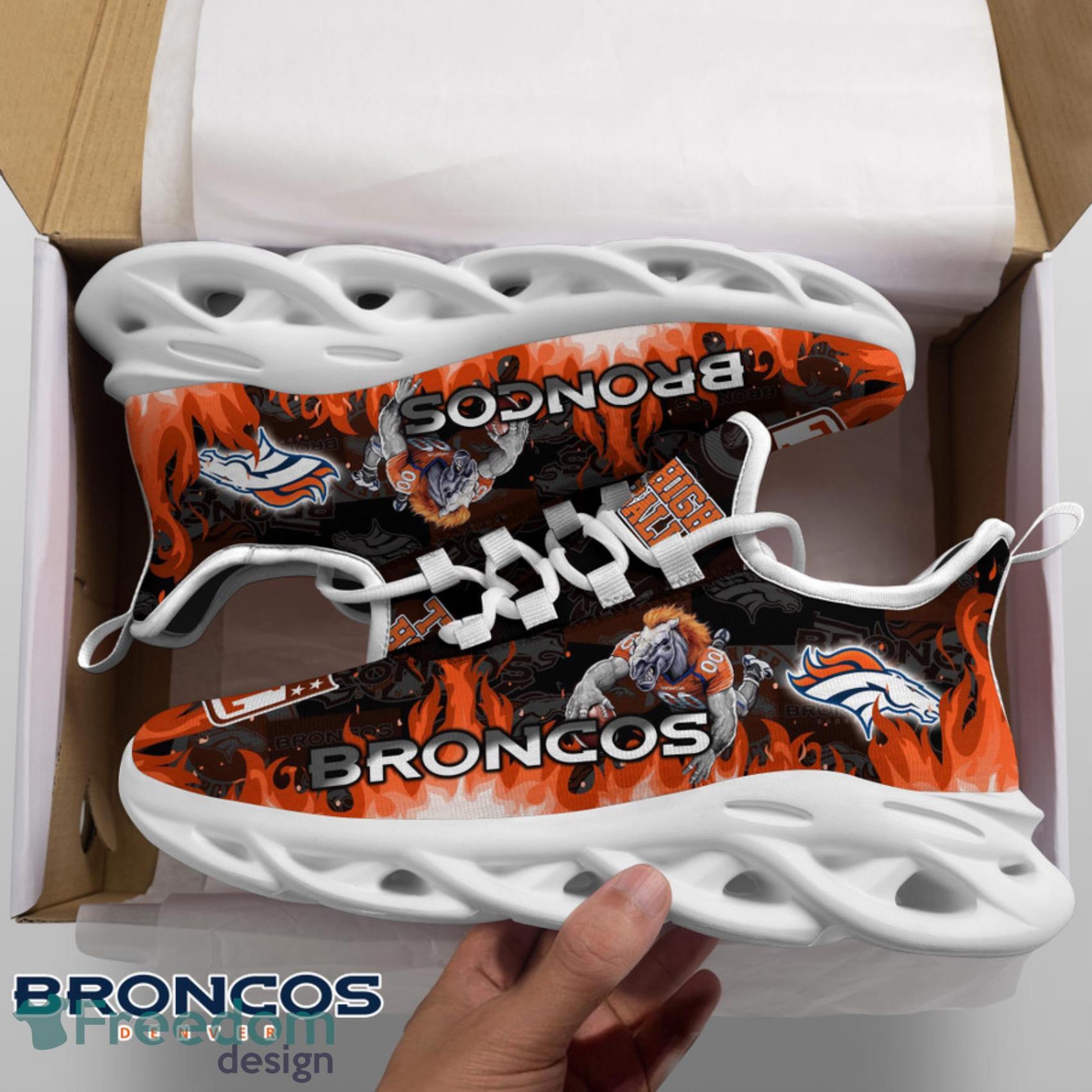 Denver Broncos NFL Fire Ball Full Print AOP Print Max Soul Shoes -  YesItCustom