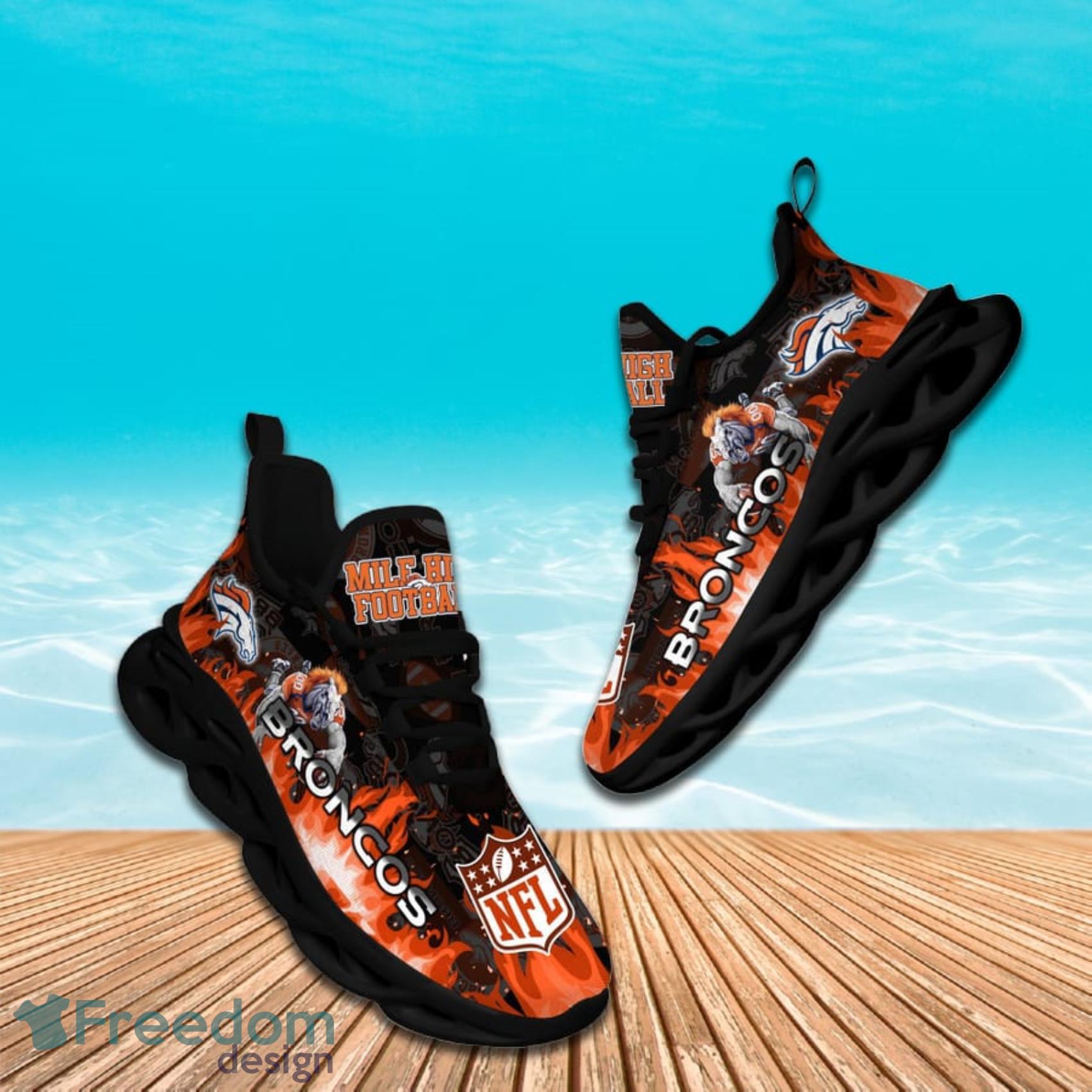 Denver Broncos NFL Fire Flame Pattern Max Soul Shoes Gift For Fans