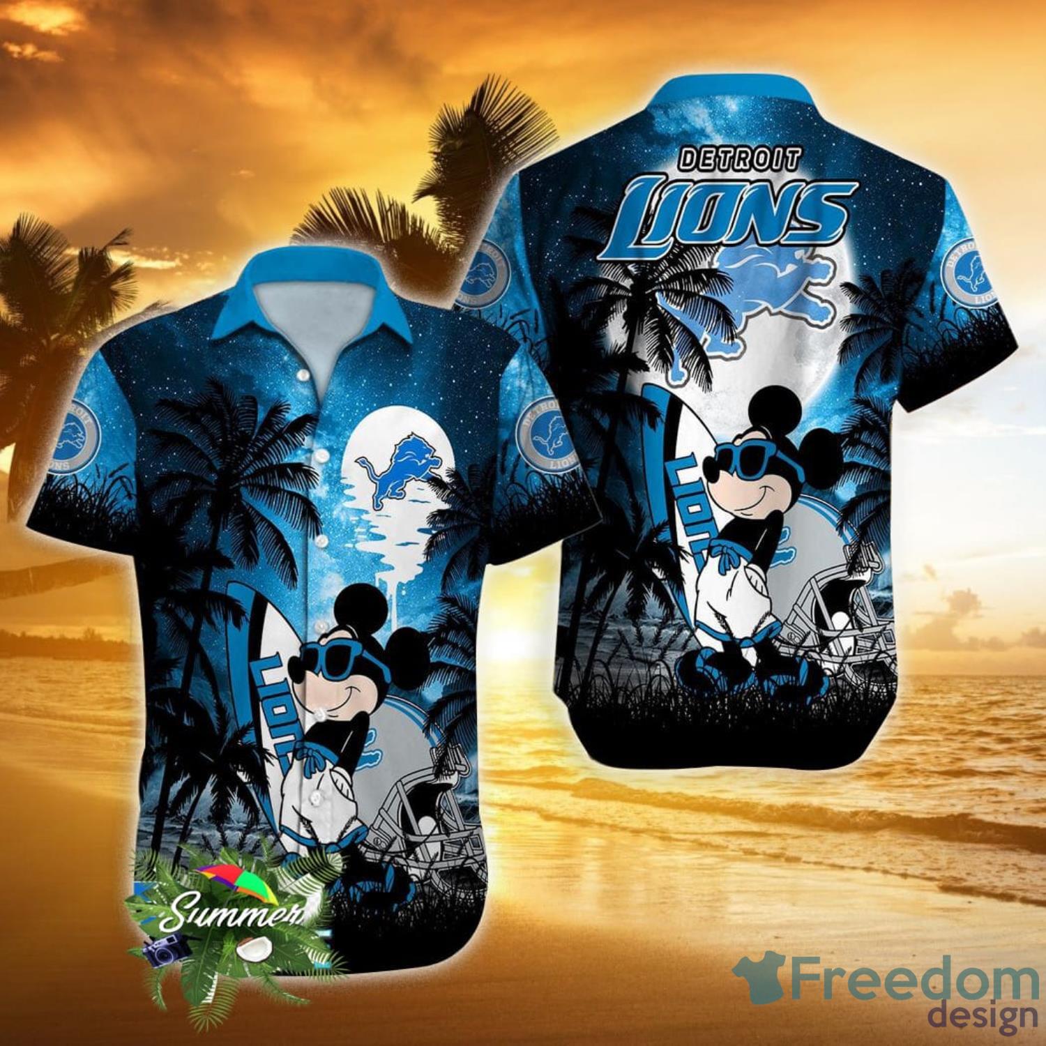 Detroit Lions Vintage Coconut Tree Aloha Hawaiian Shirt