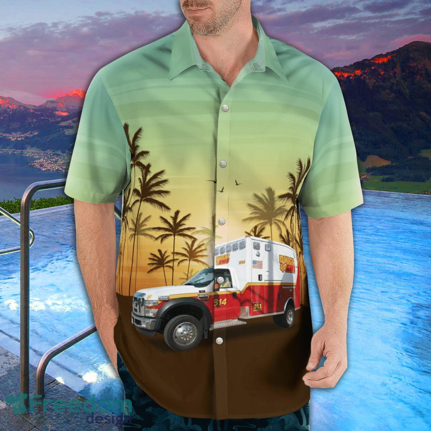 FDNY EMS Haz-Tac Tropical Style Hawaiian Shirt - Freedomdesign