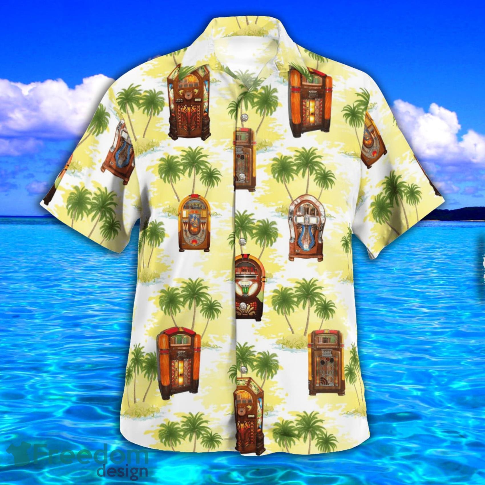 Golden Age Wurlitzer Jukeboxes Tropical Style Hawaiian Shirt And Short Product Photo 2