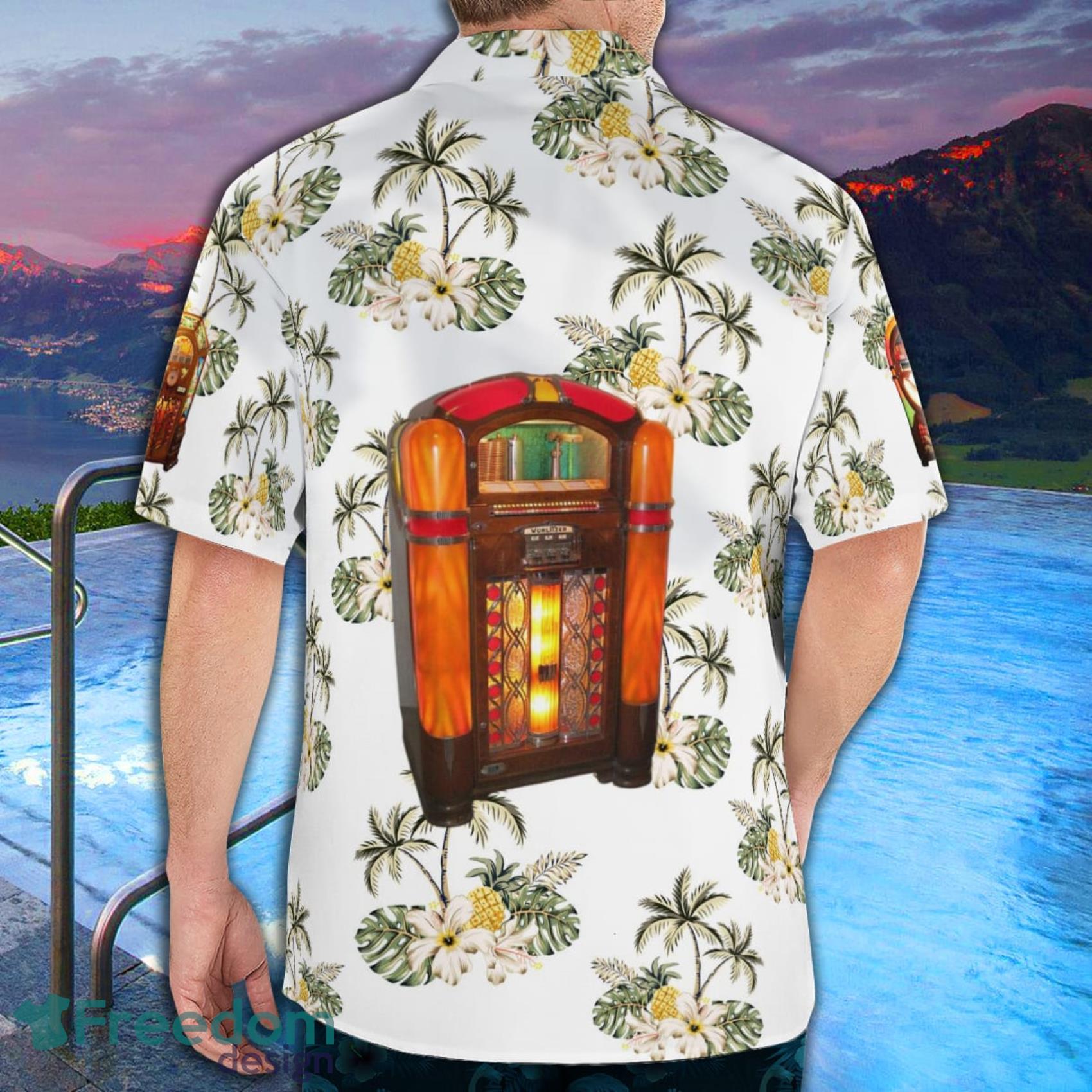 Golden Age Wurlitzer Jukeboxes White Tropical Style Hawaiian Shirt And Short Product Photo 4 Golden Age Wurlitzer Jukeboxes White Tropical Style Hawaiian Shirt And Short Product Photo 4