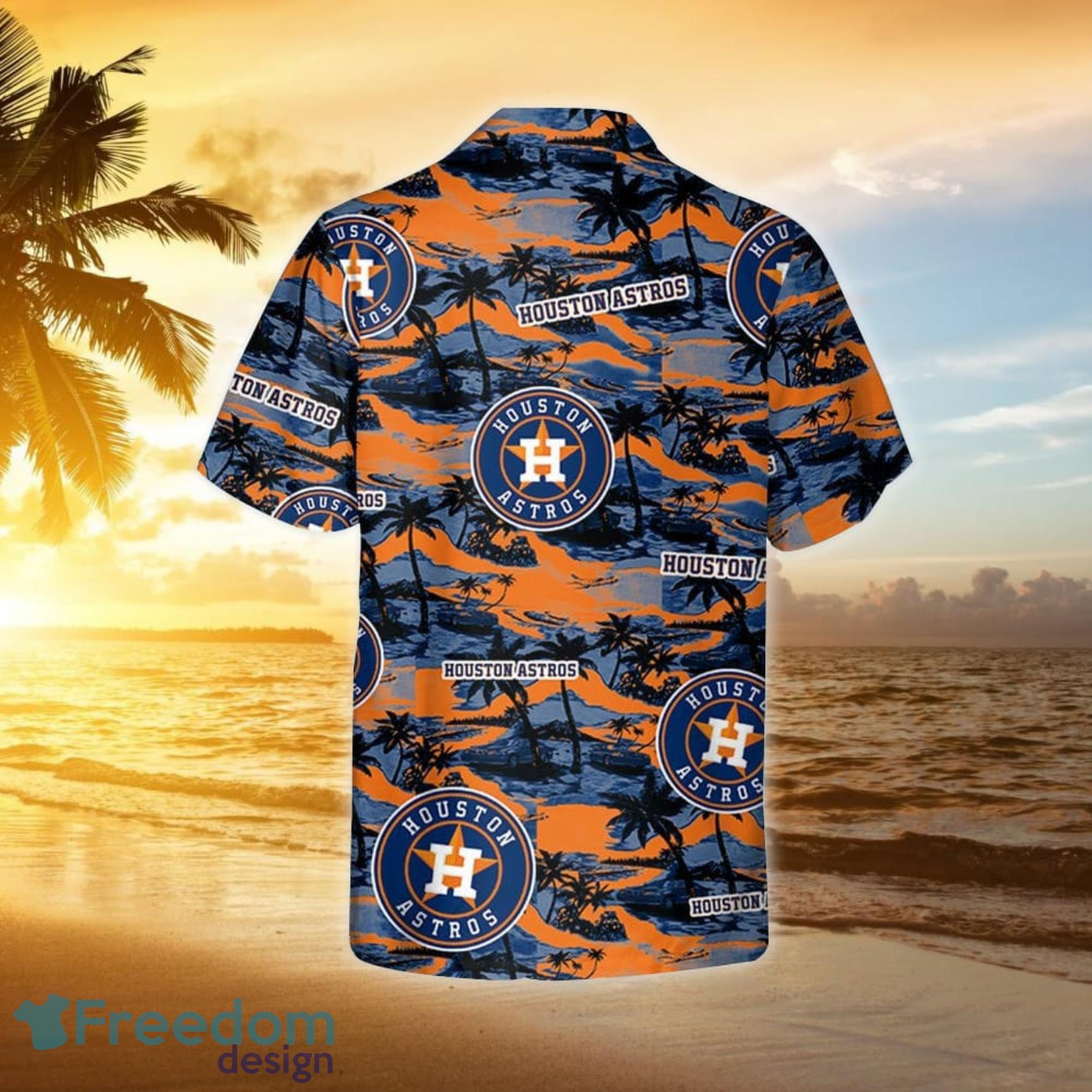 Houston Astros Vintage Sea Island Pattern Hawaiian Shirt And