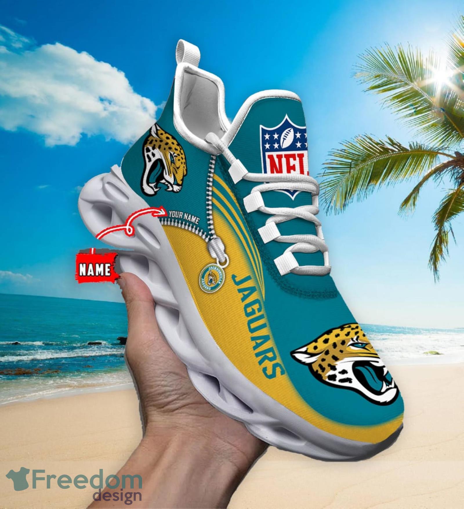 Jacksonville Jaguars Custom Name Men And Women Max Soul Shoes