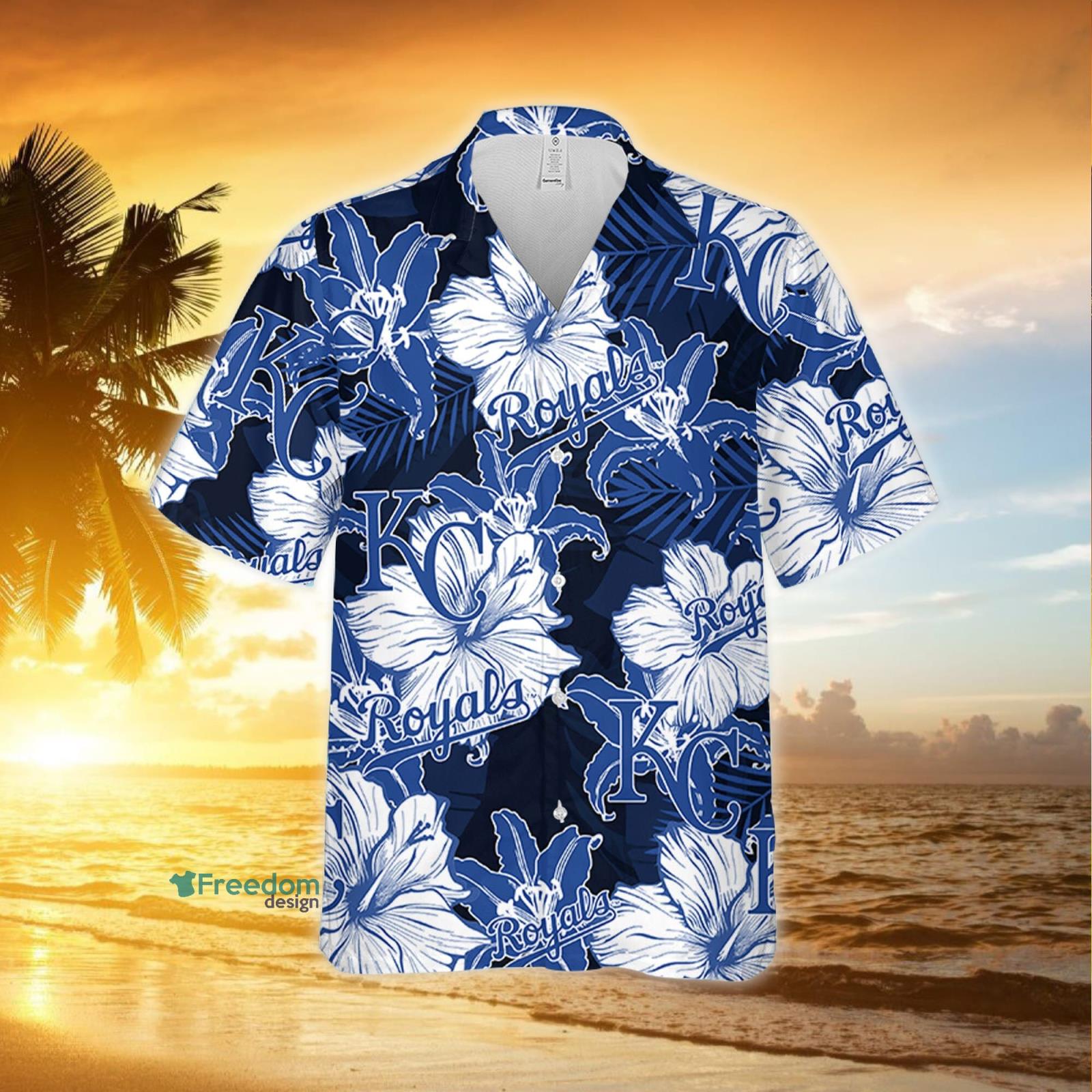 Kansas City Royals Palm Leaves Pattern 3D All Over Print Hawaiian Shirt  Gift For Royals Fans - Freedomdesign