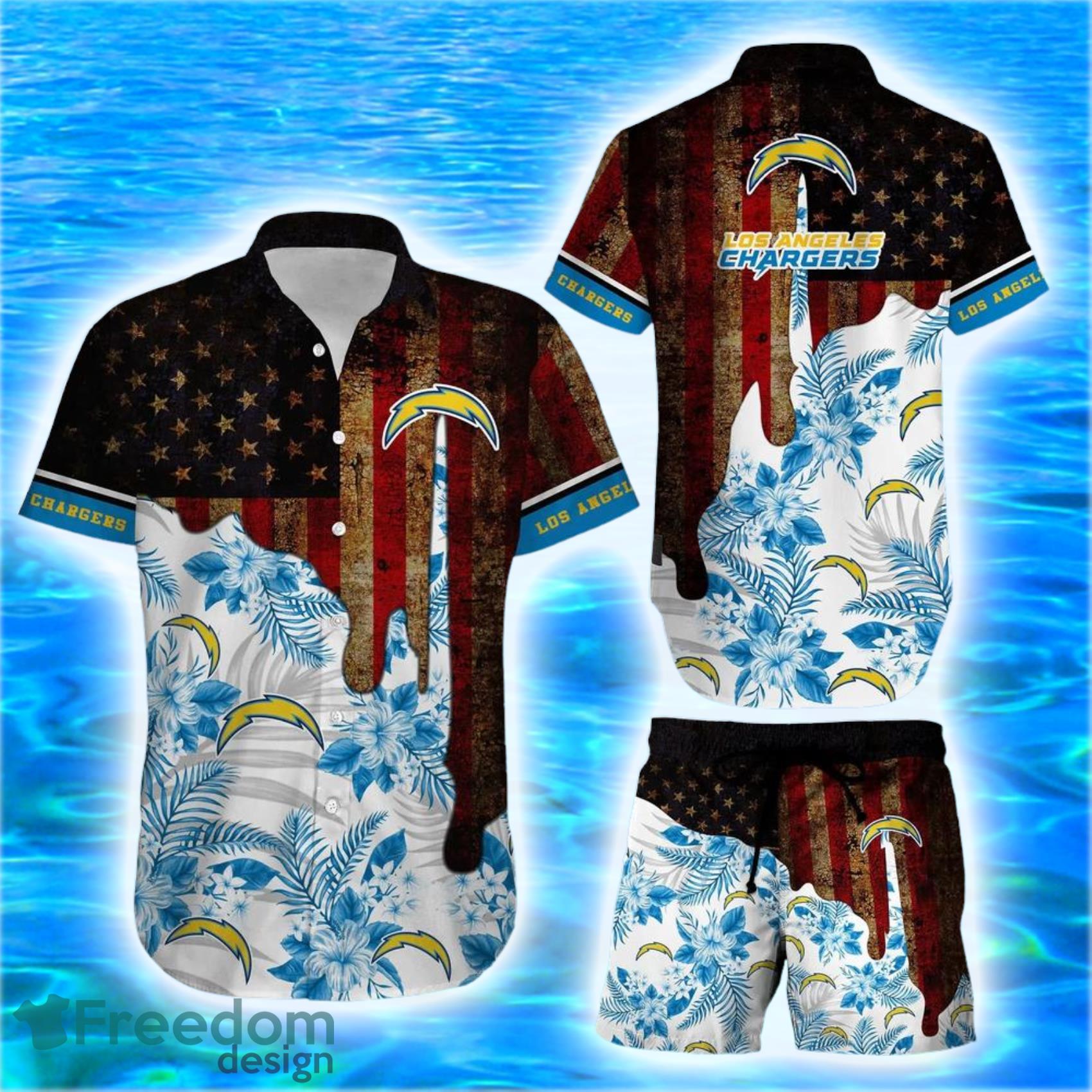 Los Angeles Rams NFL Graphic Tropical Pattern And US Flag Vintage Hawaiian  Shirt And Short - Freedomdesign