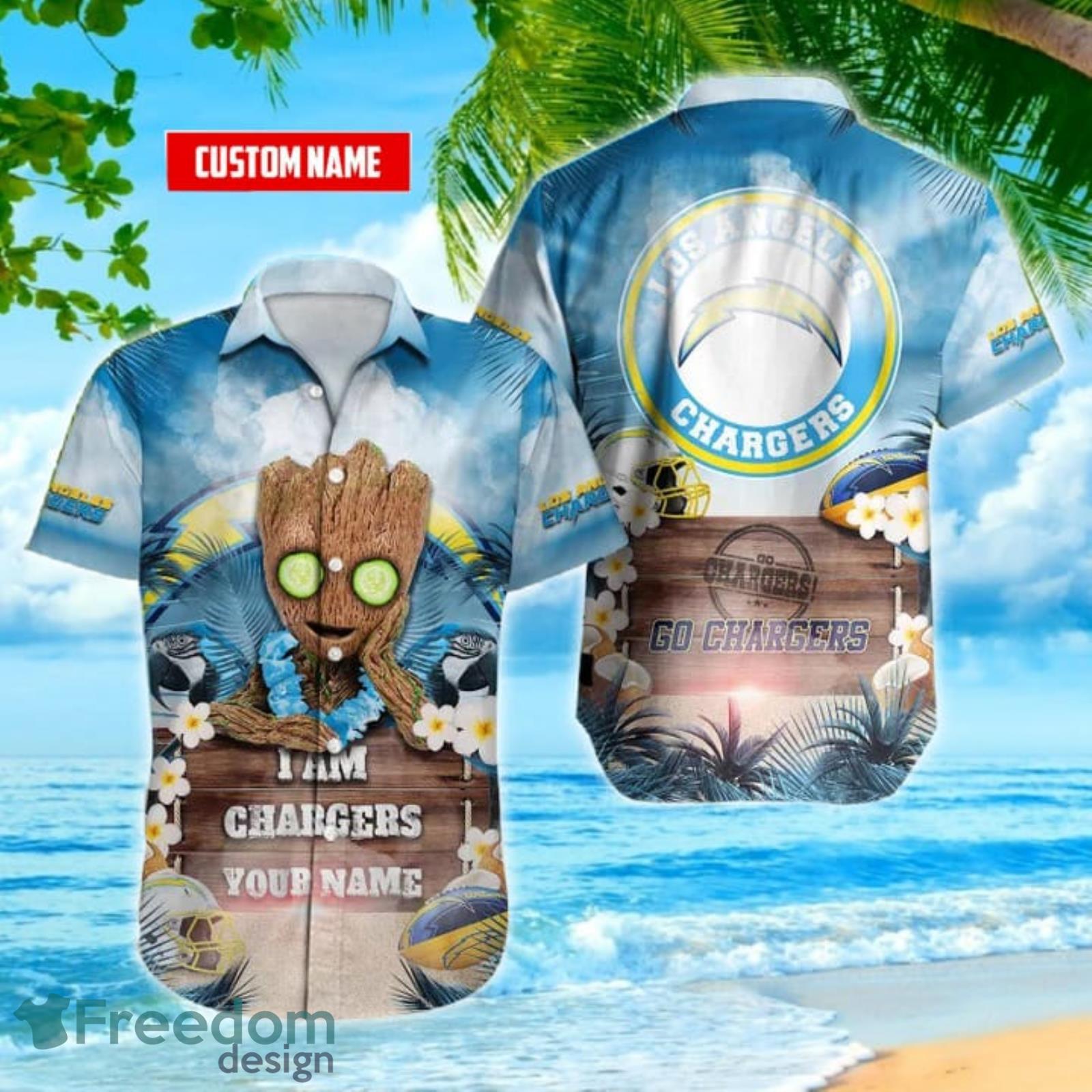 Los Angeles Chargers Custom Name Hawaiian Shirt - Freedomdesign