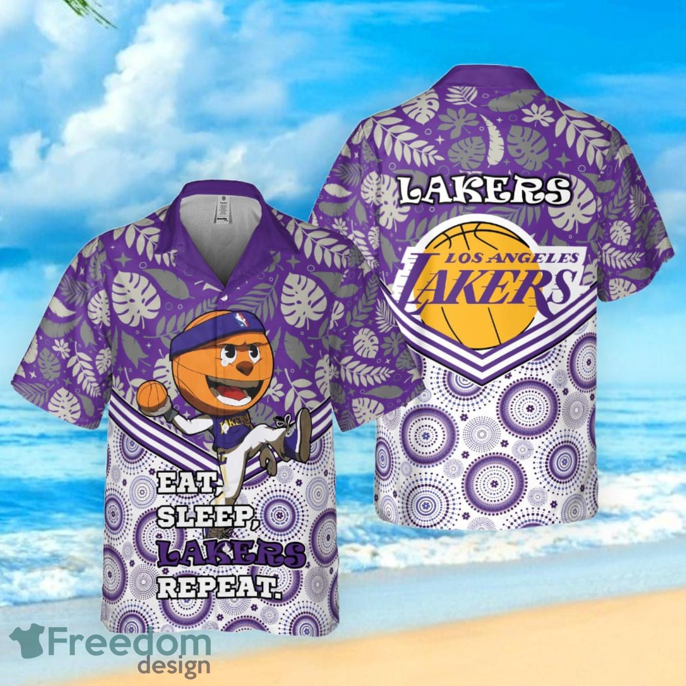 Los Angeles Lakers Floral Spectra Hawaiian Shirt - Shirtacle Shop