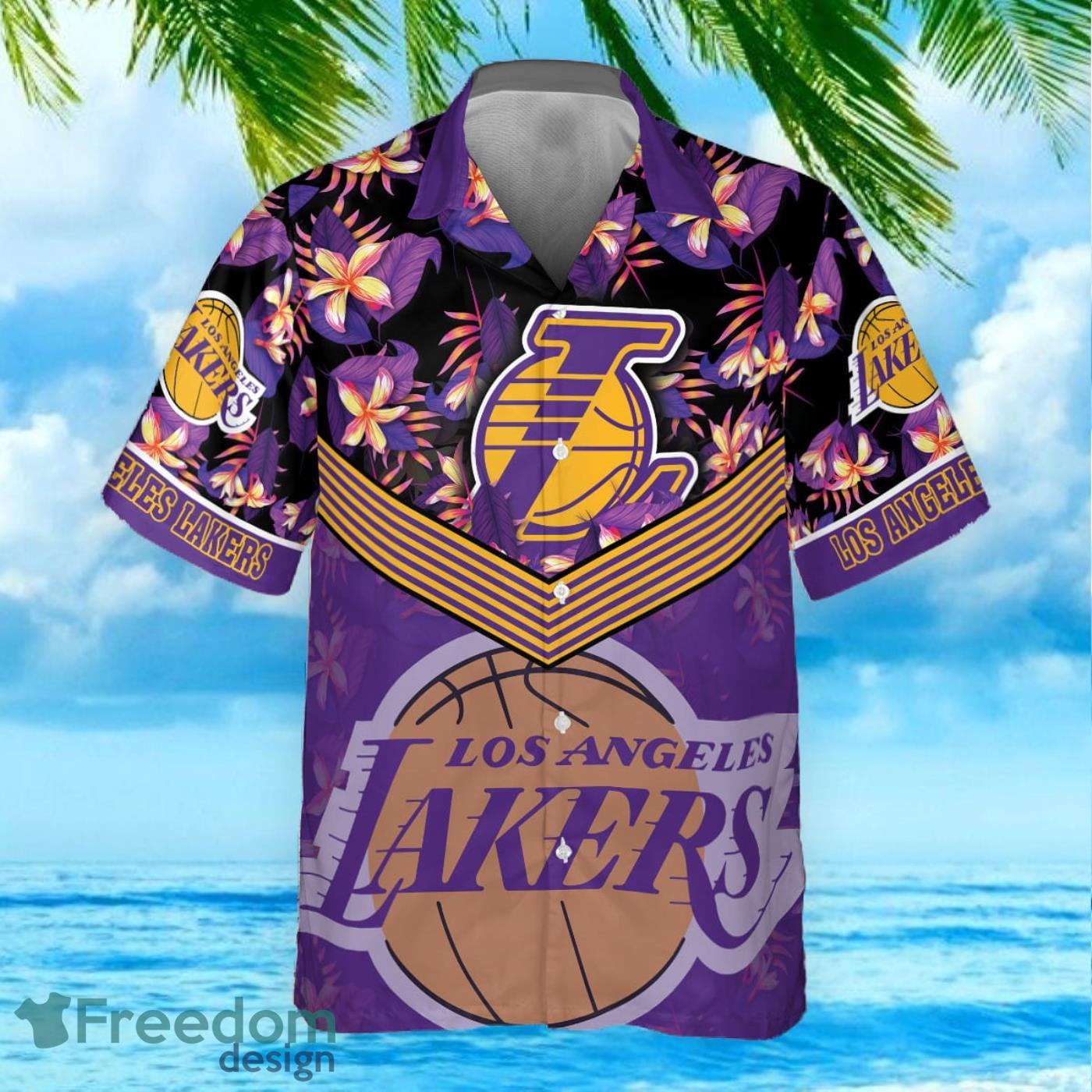Los Angeles Lakers Hibiscus Flower And Summer Pattern 3D Aloha