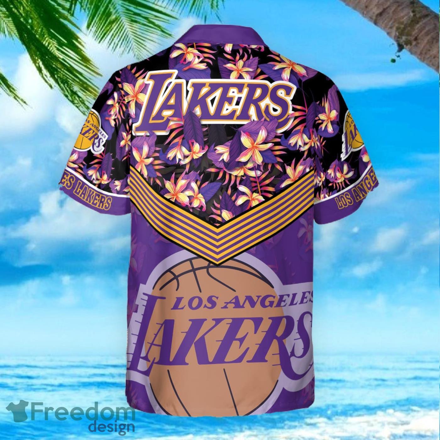 Los Angeles Lakers Hibiscus Flower And Summer Pattern 3D Aloha