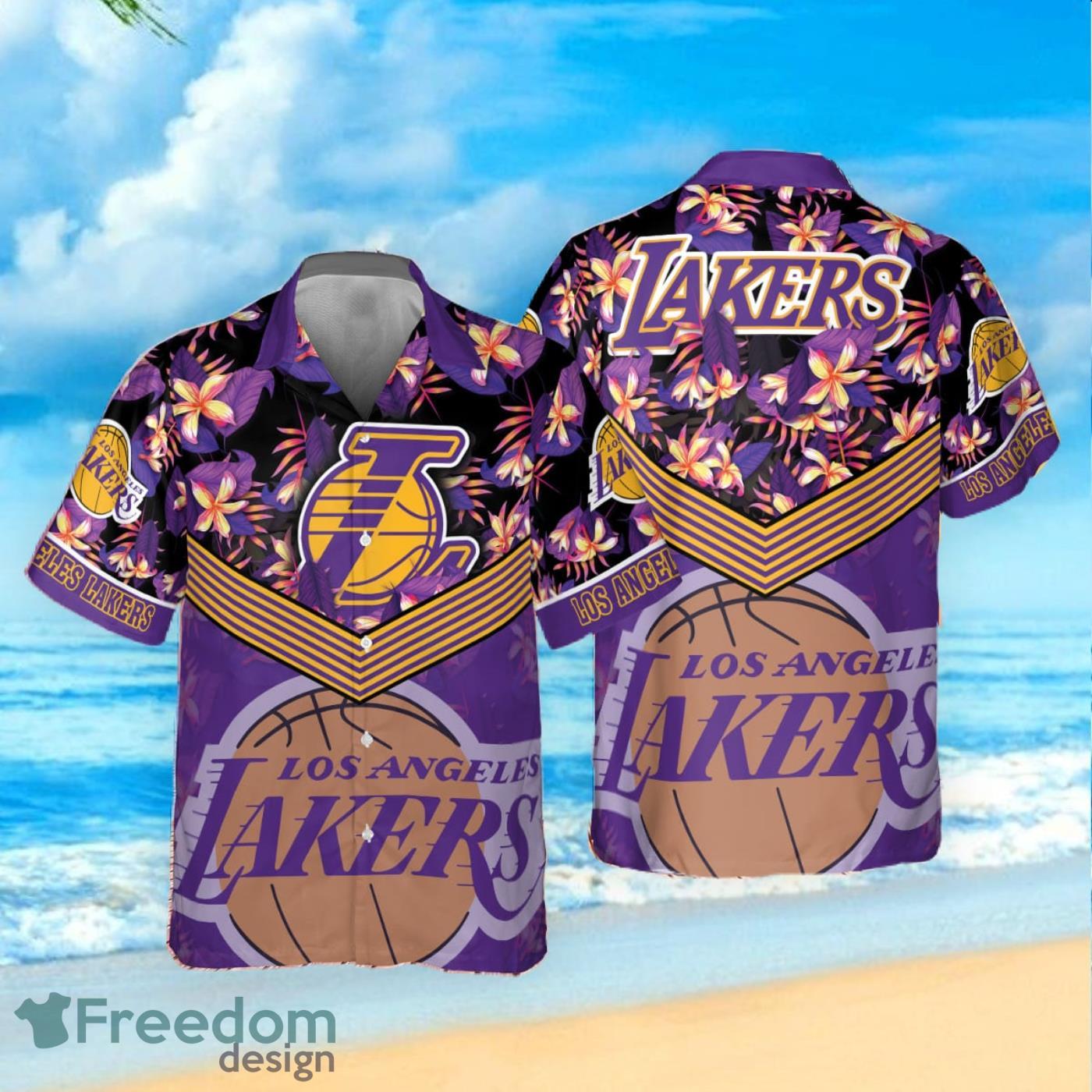 Los Angeles Lakers Hibiscus Flower And Summer Pattern 3D Aloha