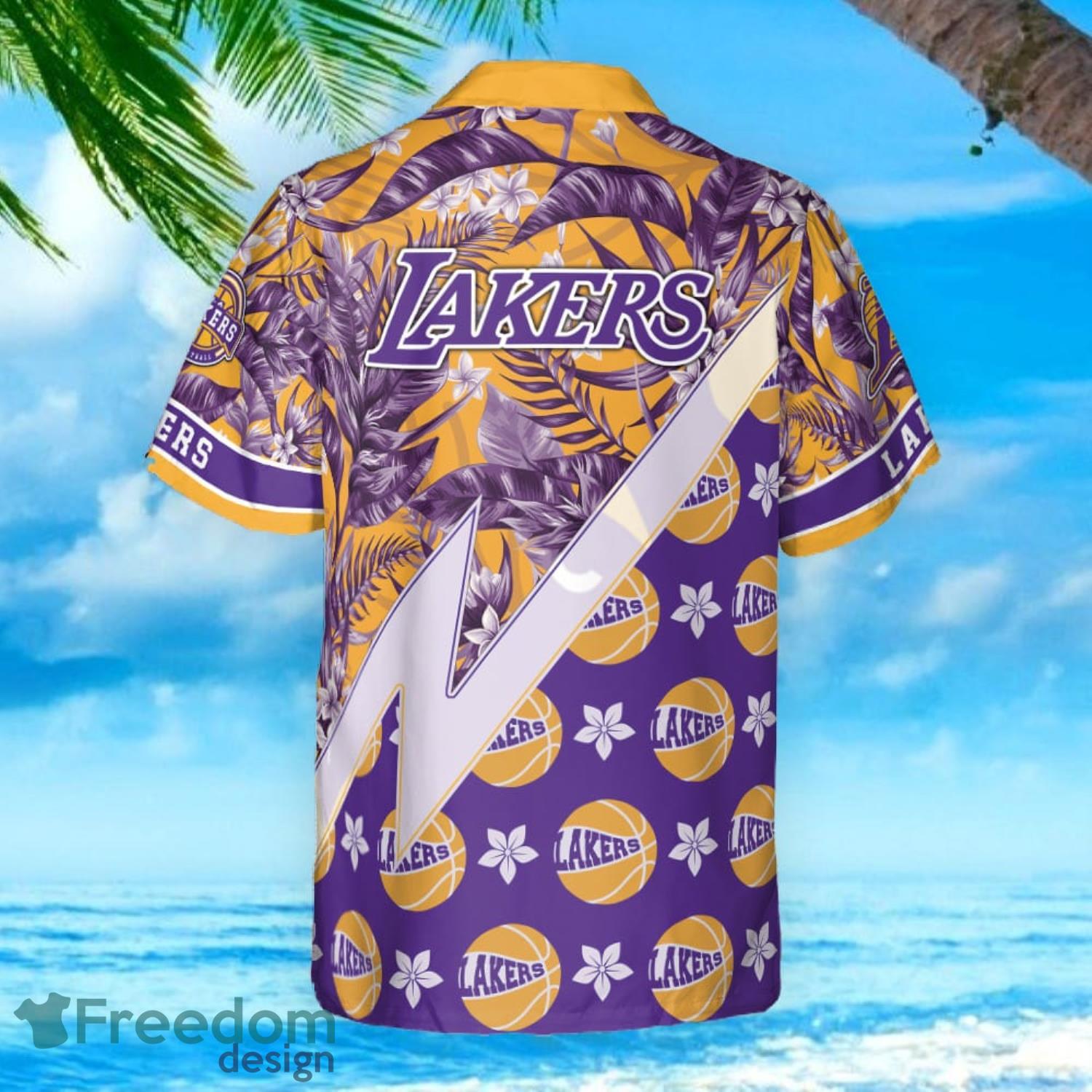Basketball LA Lakers 3D Hawaiian Shirt Shorts aloha summer - Owl
