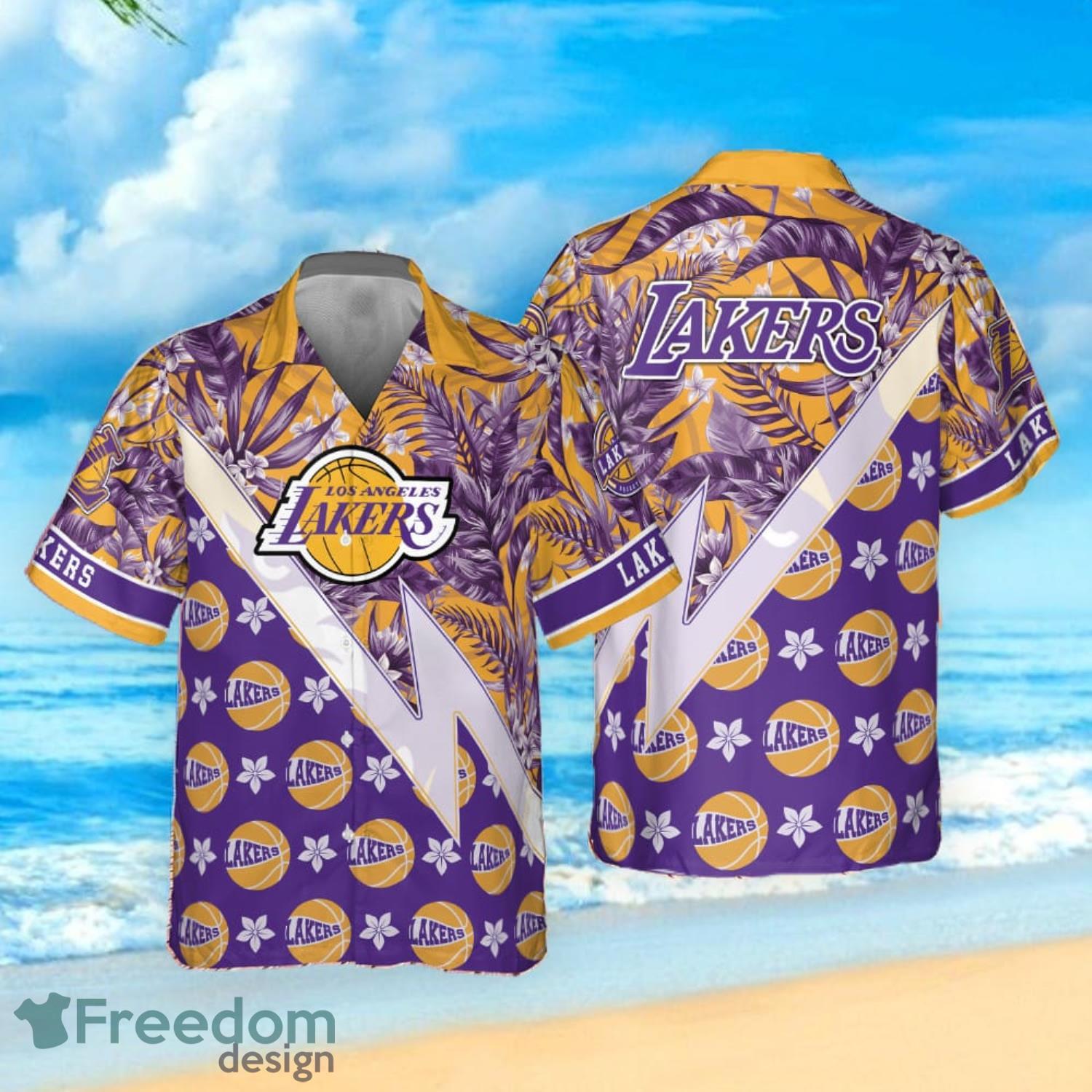 Basketball LA Lakers 3D Hawaiian Shirt Shorts aloha summer - Owl