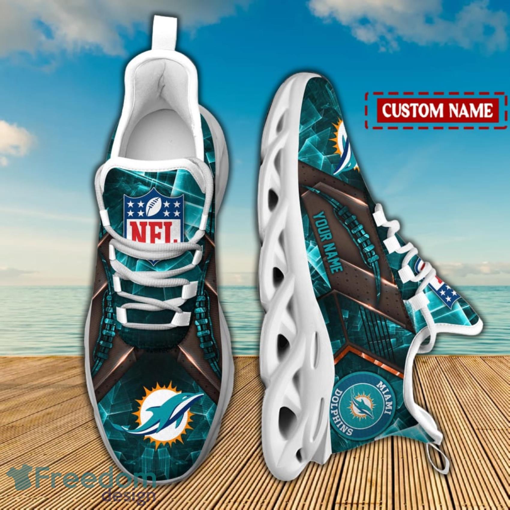 Miami Dolphins Xmas Pattern Max Soul Sneakers Snowflakes Christmas Shoes -  YesItCustom