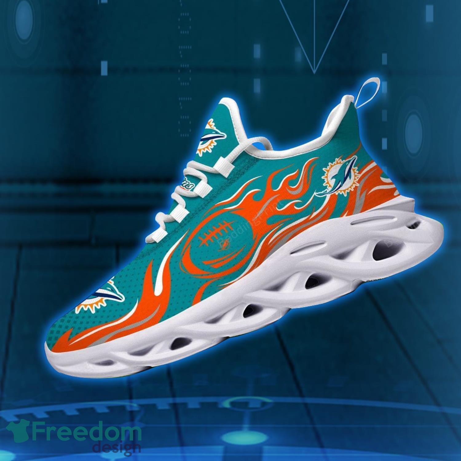 NFL Miami Dolphin Chunky Sneakers Black White Max Soul Shoes Men Women -  Freedomdesign