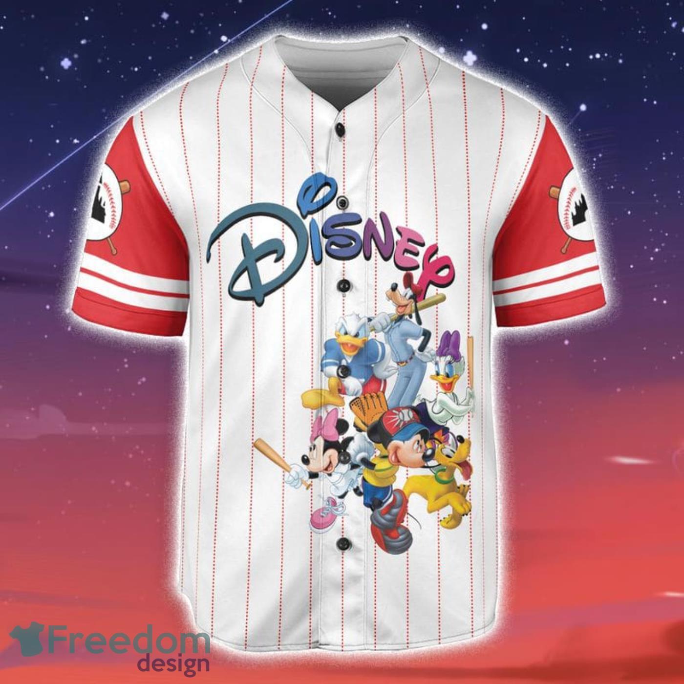 Mickey Mouse White And Red Pinstripe Baseball Jersey Mickey Gift