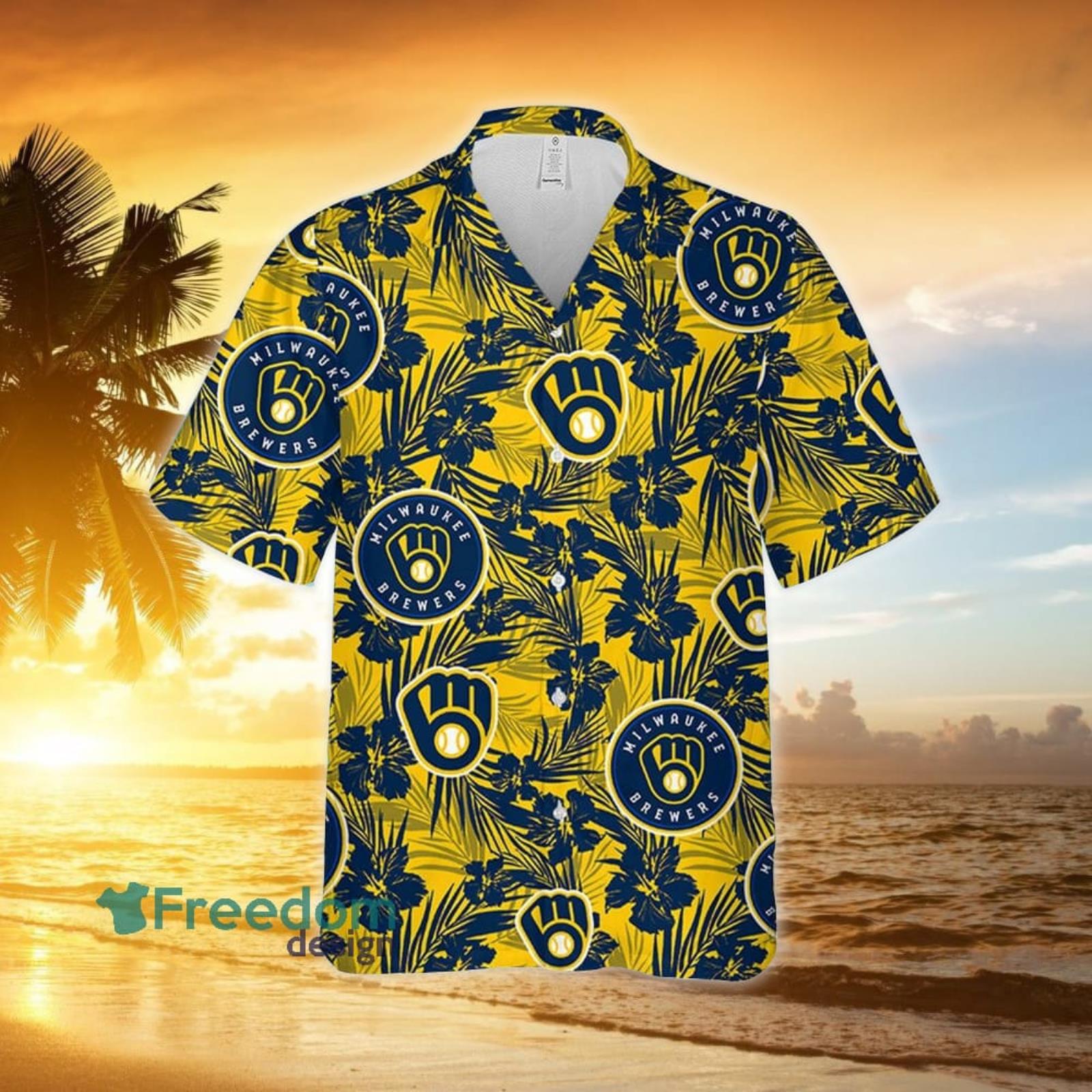 Milwaukee Brewers 3D Printed Tropical Flower Hawaiian Shirt And Shorts -  YesItCustom